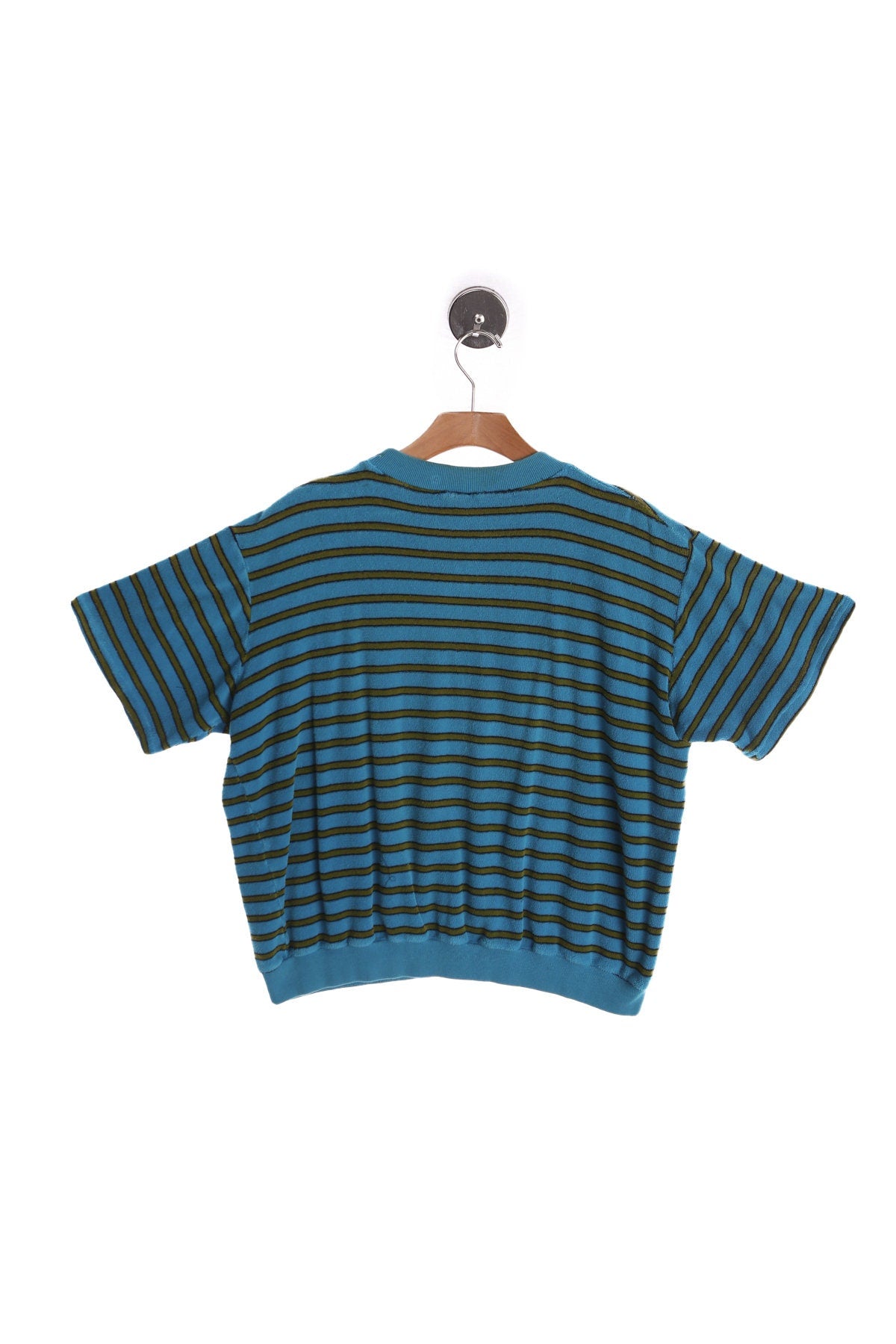 1960s Blue Striped Short Sleeve Mod Shirt