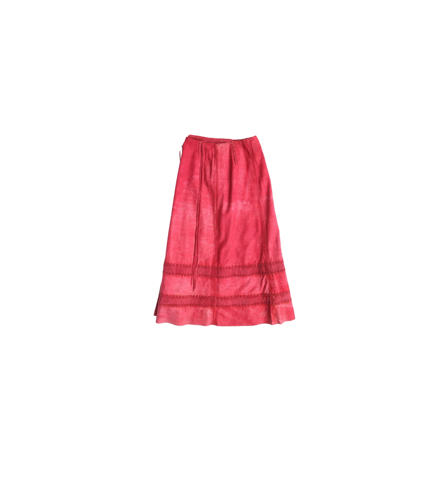 Women Pink Long Suede Skirt