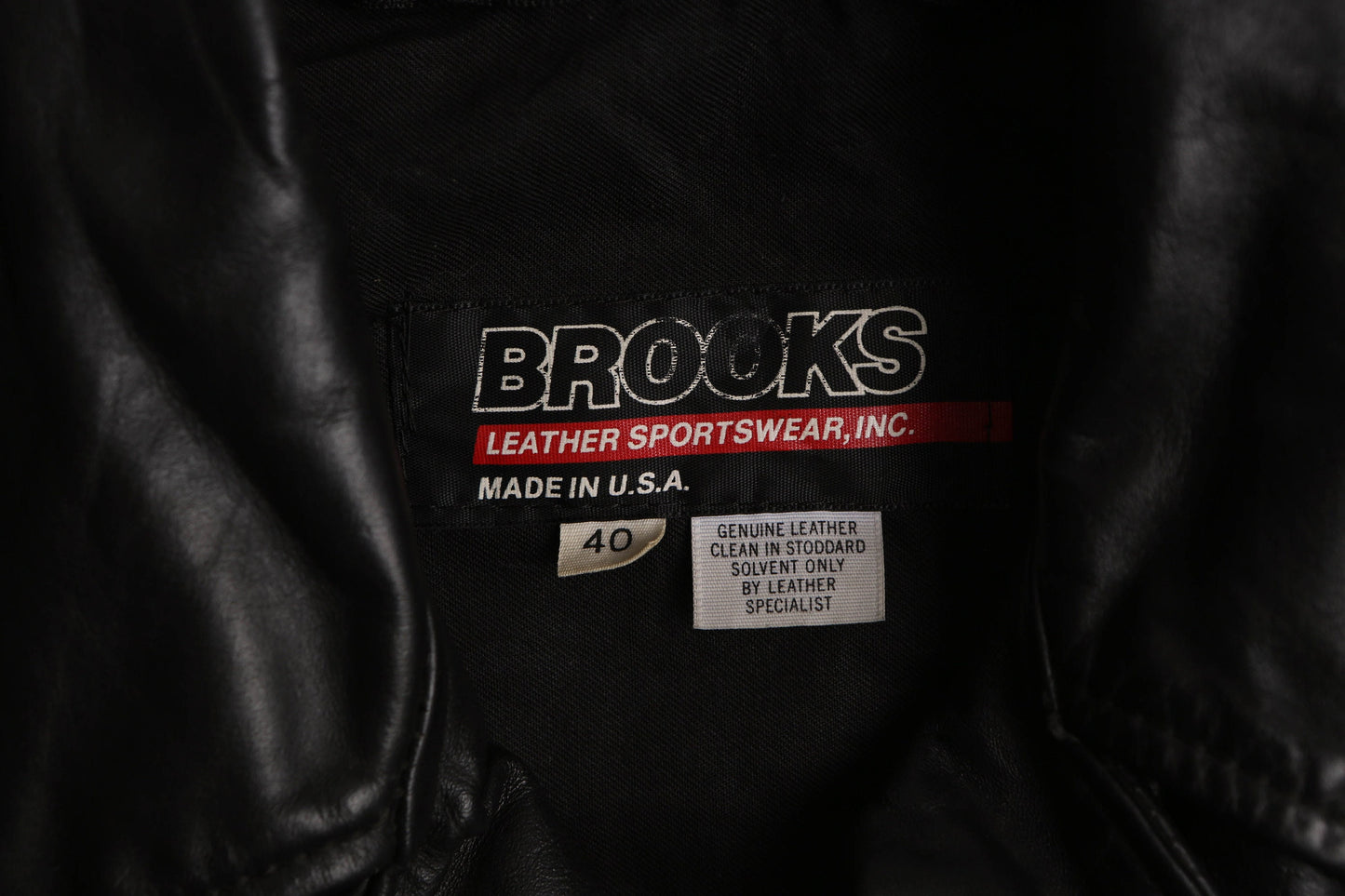 Men's Black Leather Biker Jacket - Made in USA - Brooks Label - Size 40