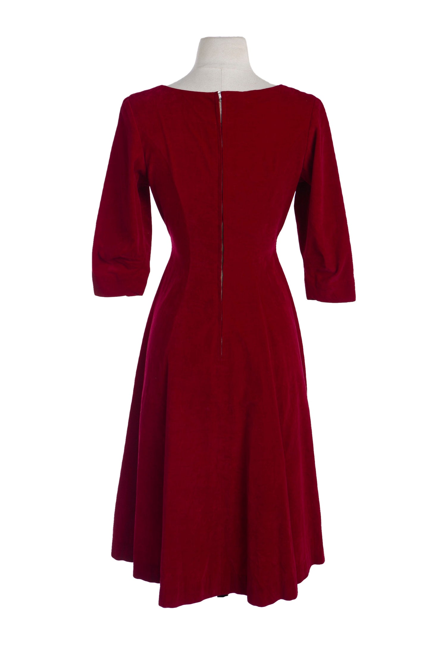 1940's Red Evening Dress with Embroidered Bead Details