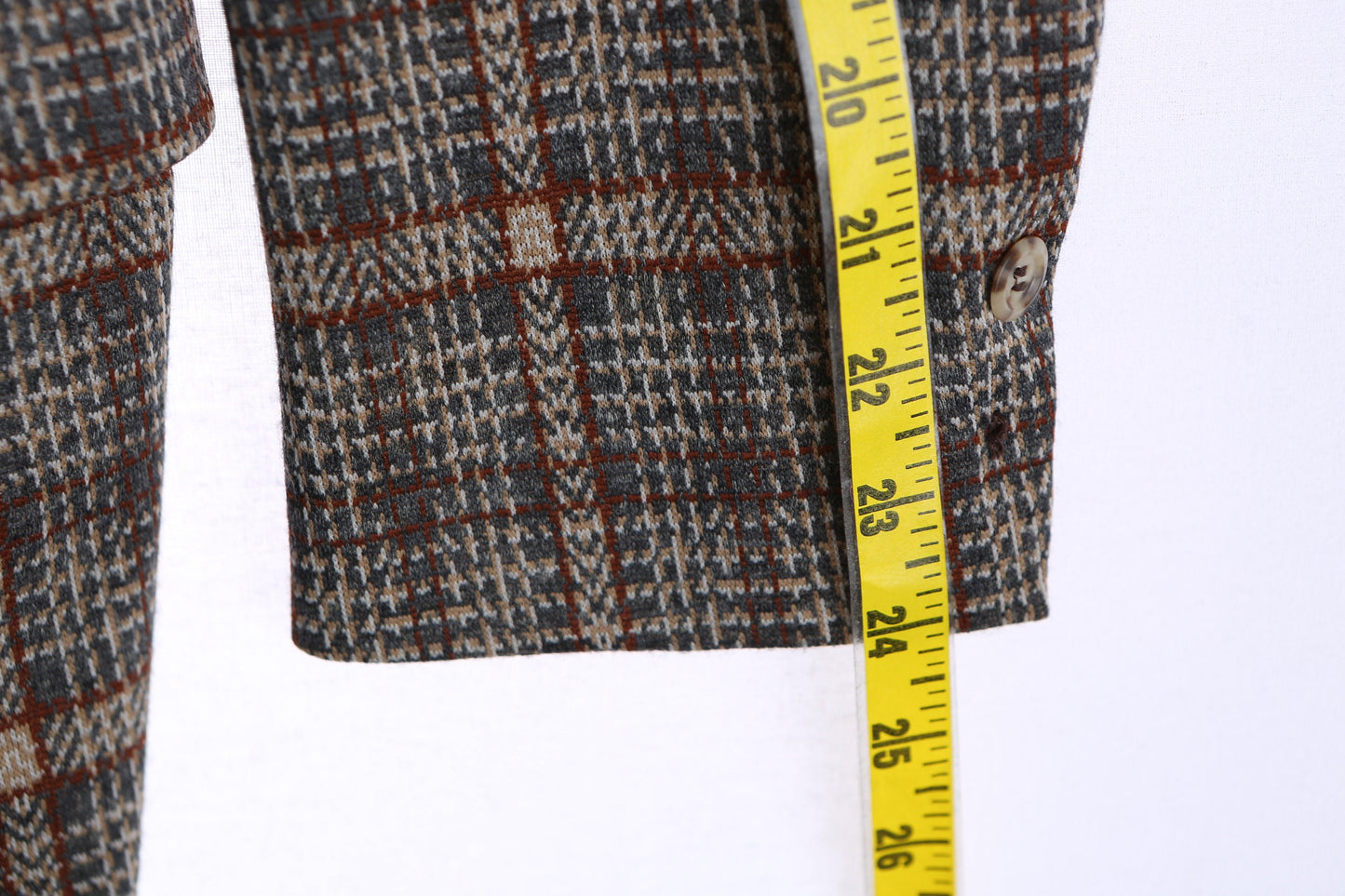 1970s Men Brown Plaid Casual Poly Blazer
