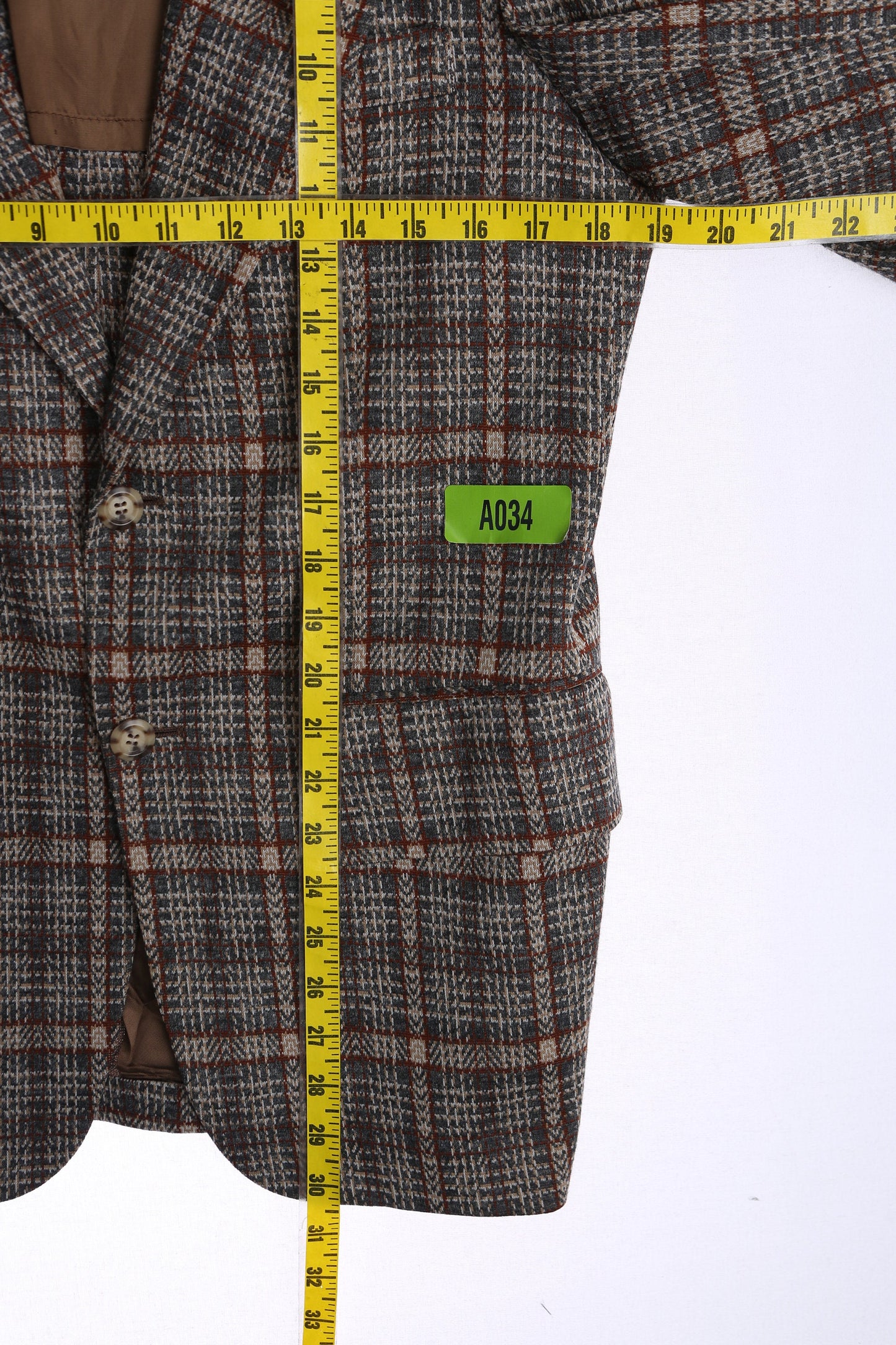1970s Men Brown Plaid Casual Poly Blazer