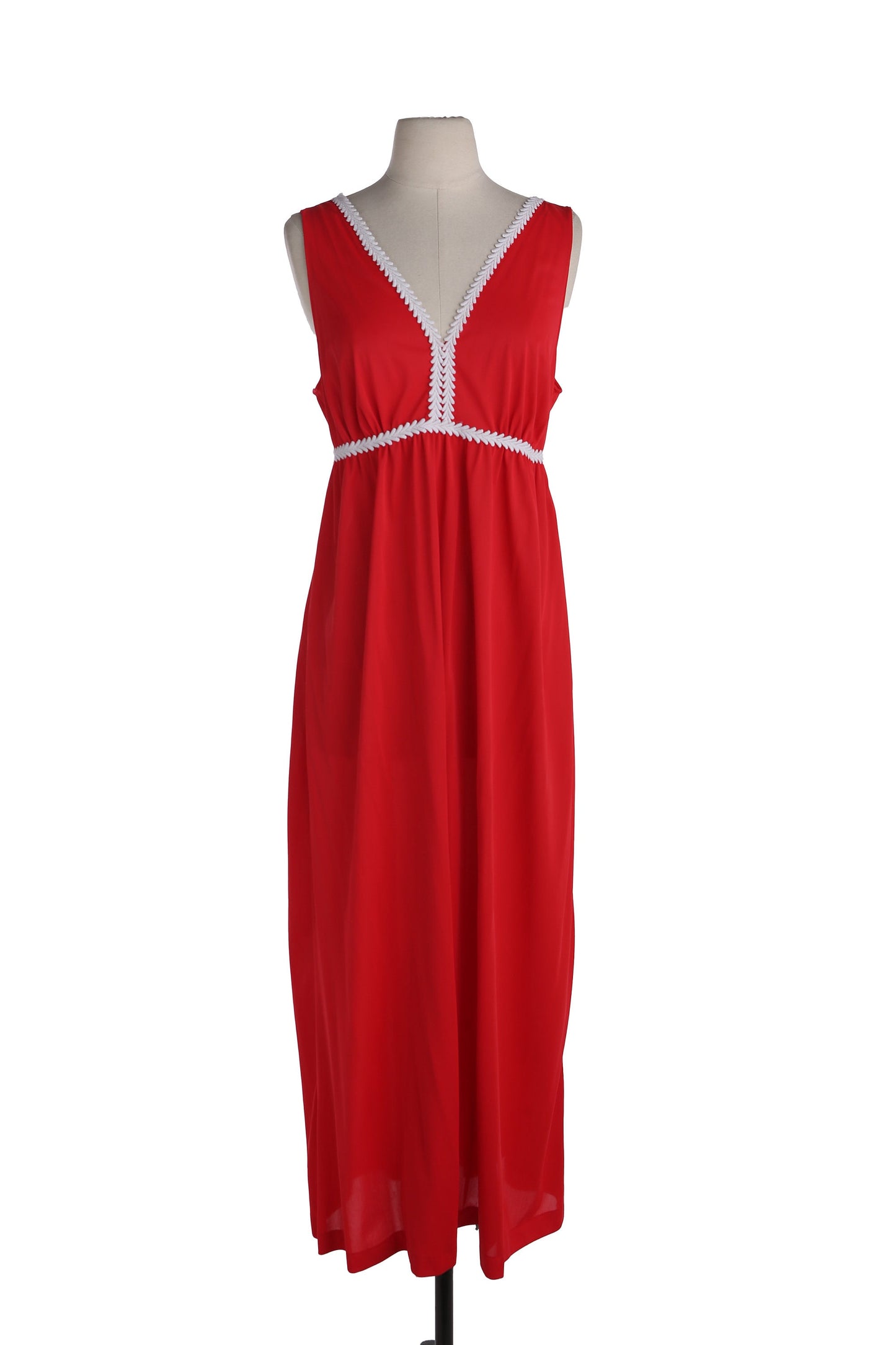 1970's Women's Red Long Poly Casual Dress