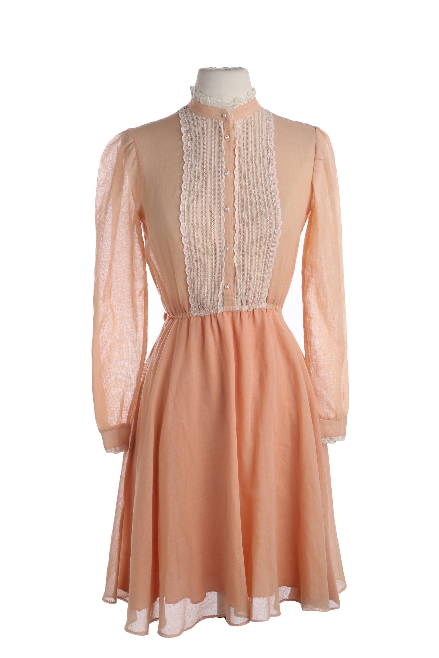 Vintage Women Orange Prairie Dress - Era 1970s - 1980s