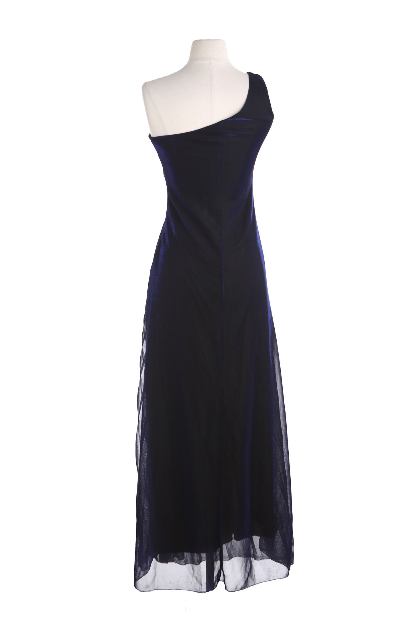 Y2K Evening Dress - Blue Metallic Fabric - Sleeveless - Made by Grace - Era 1990's - Y2K