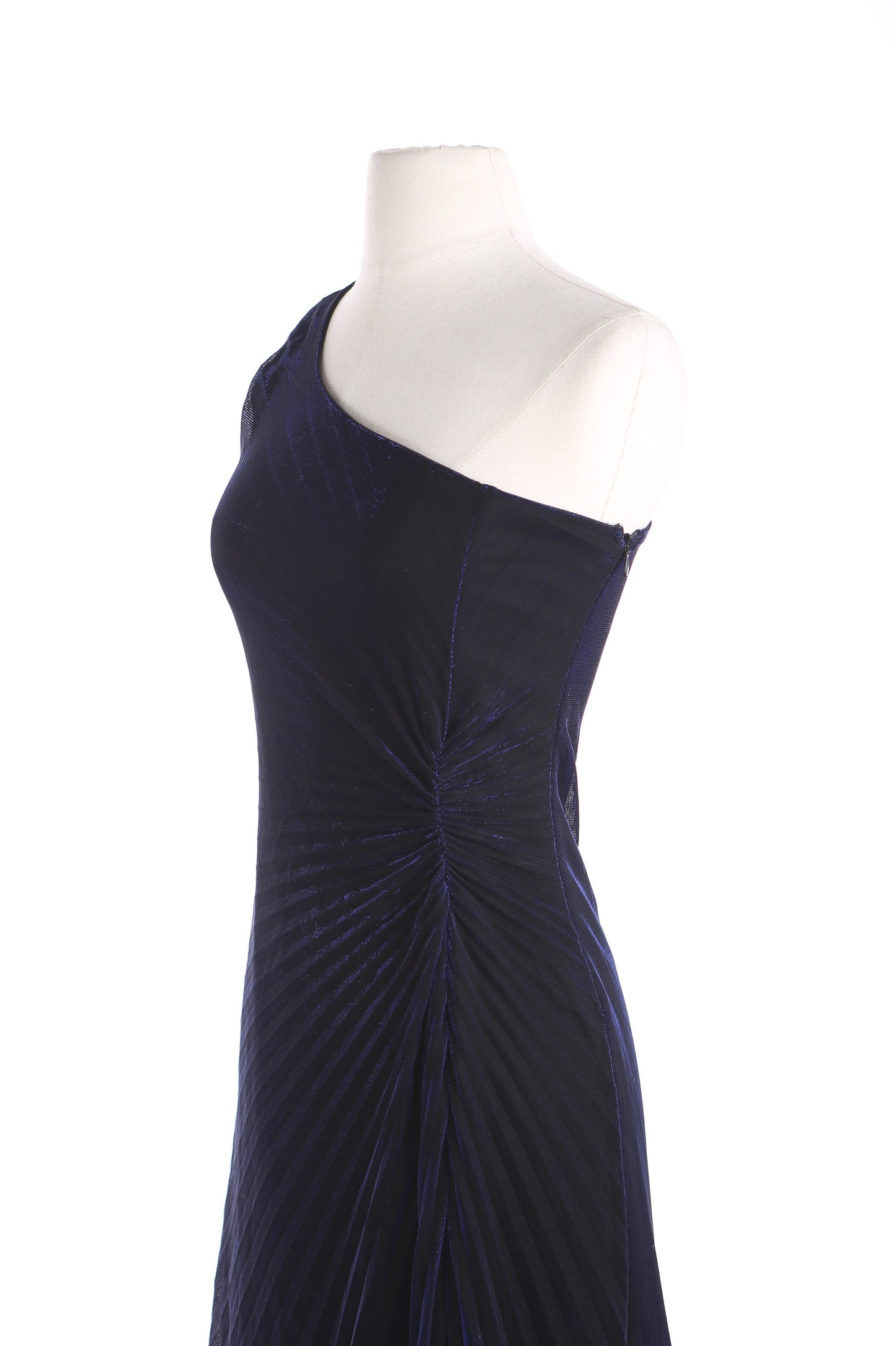 Y2K Evening Dress - Blue Metallic Fabric - Sleeveless - Made by Grace - Era 1990's - Y2K