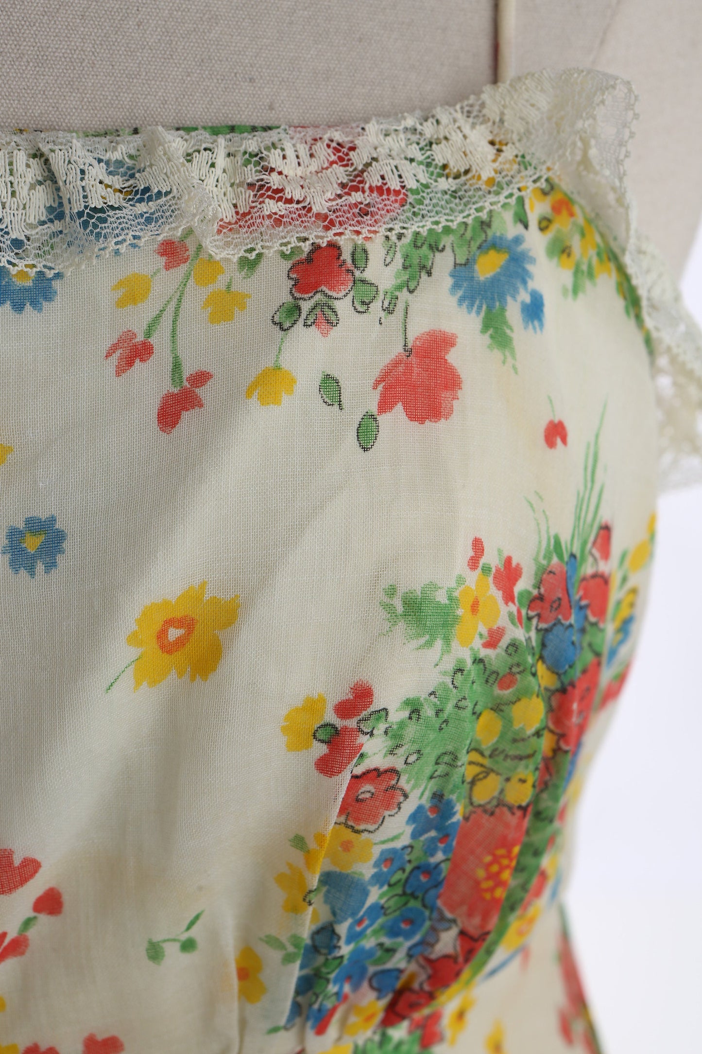 1970s Floral Print Long Summer Dress