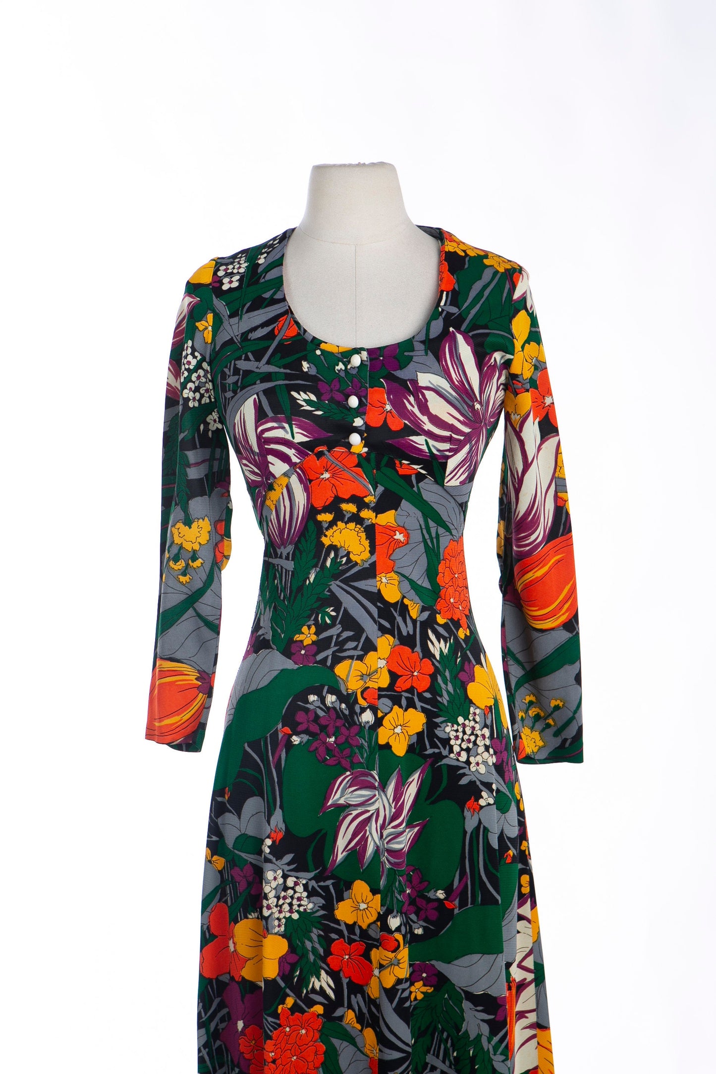 1970's Women Floral Dress with Bolero Type Jacket