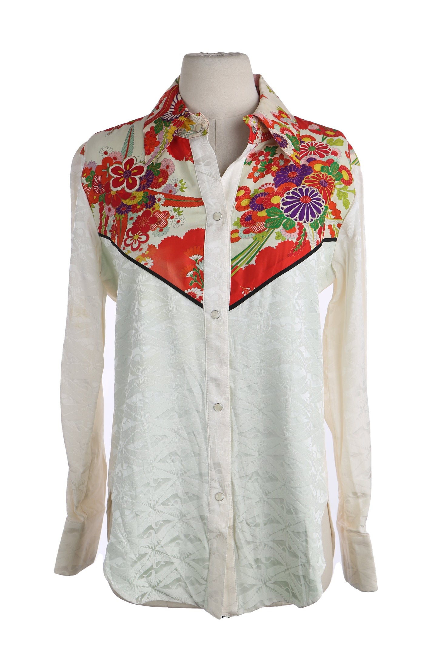 Women Western White Top Kimono Print