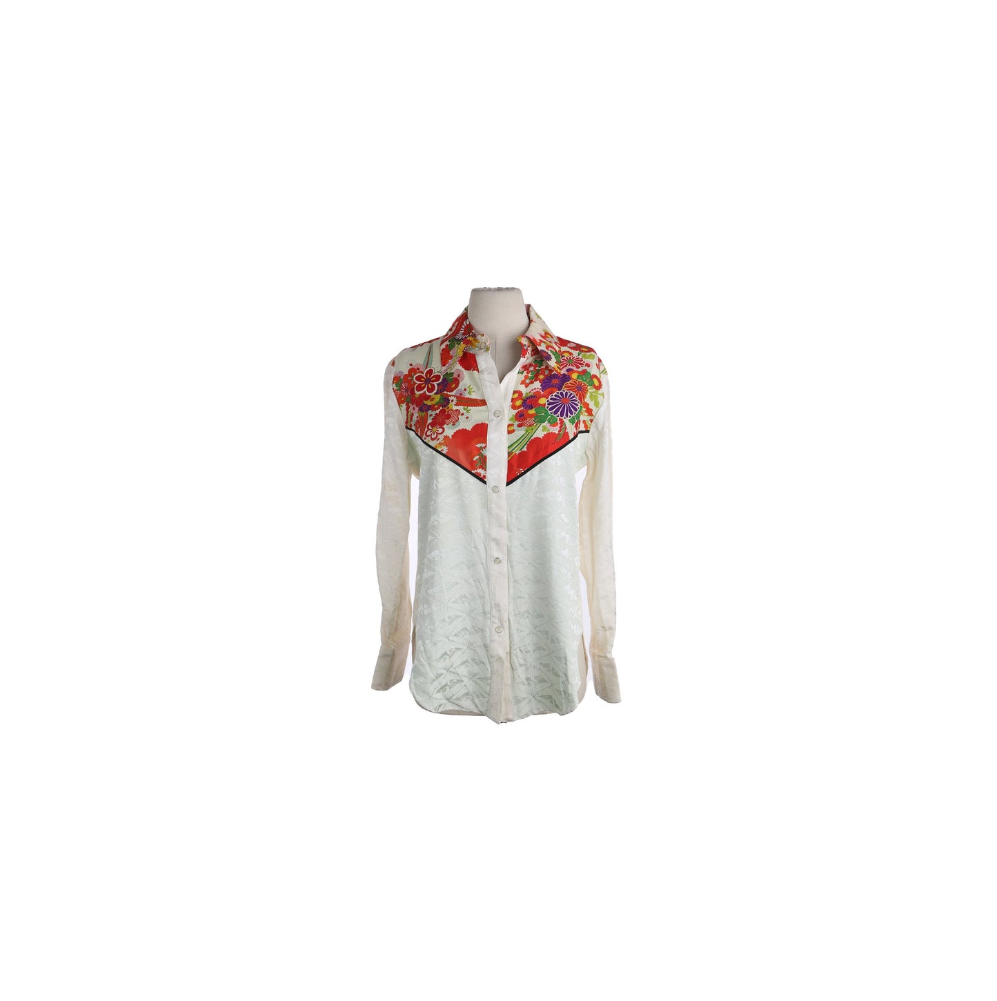 Women Western White Top Kimono Print