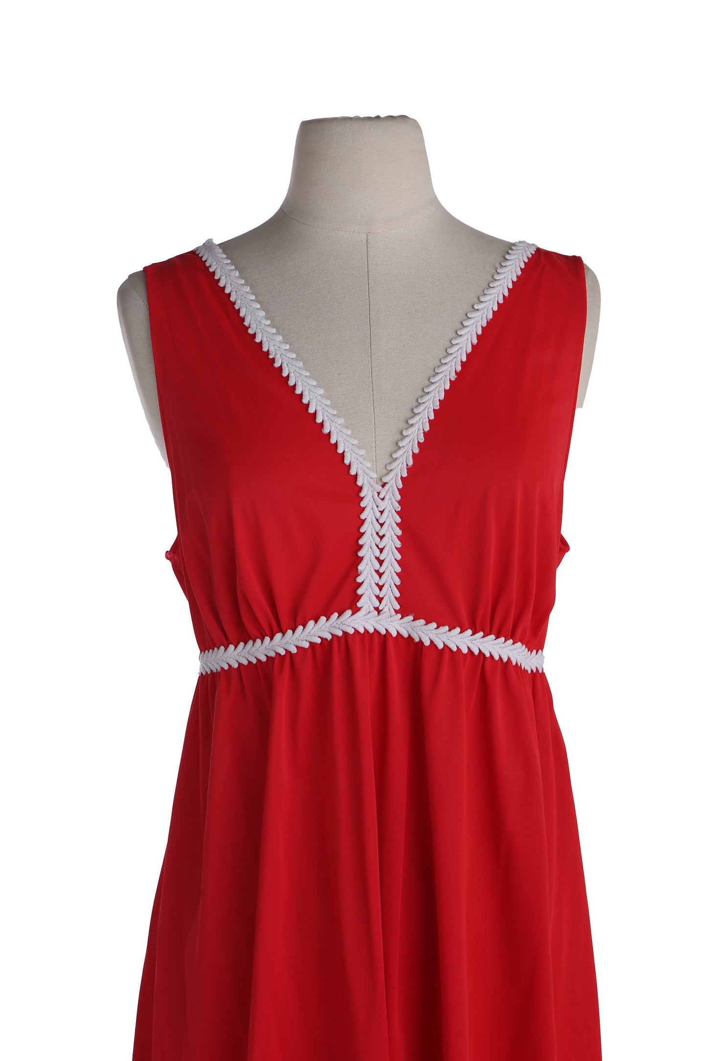 1970's Women's Red Long Poly Casual Dress