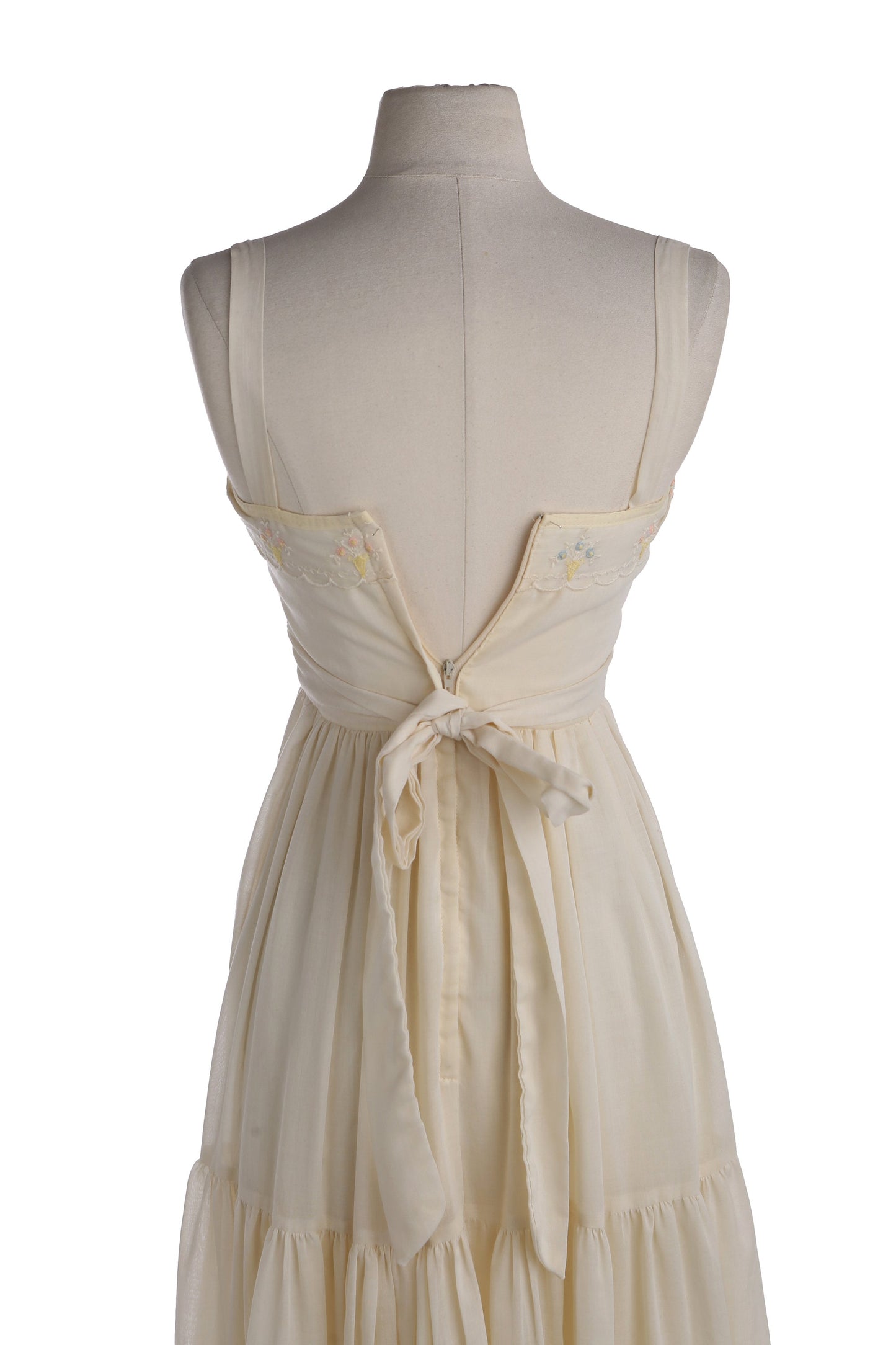 1970's Women Biege Strap Summer Dress - This item's Tag Label Might not be Accurate.