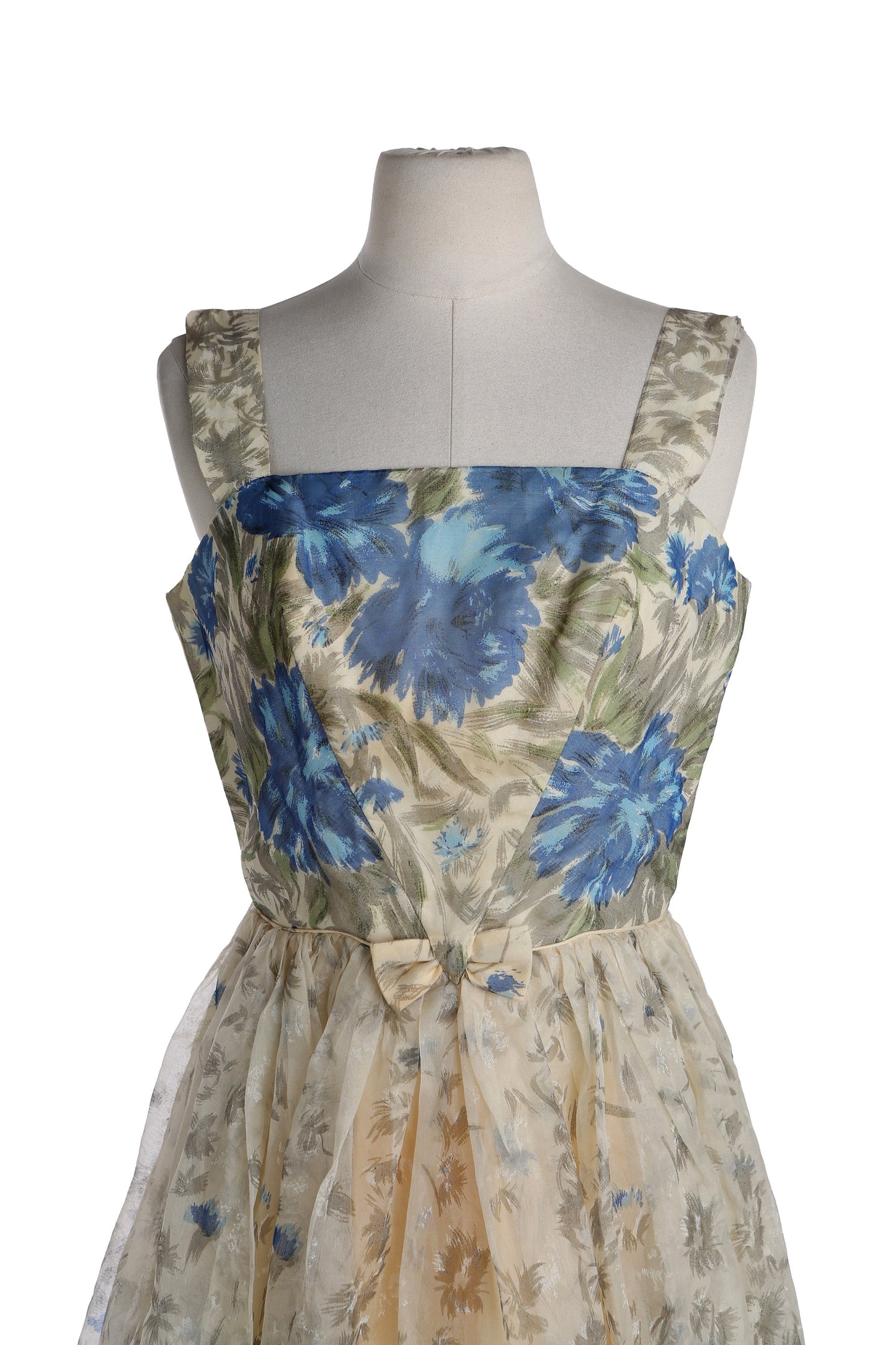 1950's Women Floral Print Sleeveless Dress