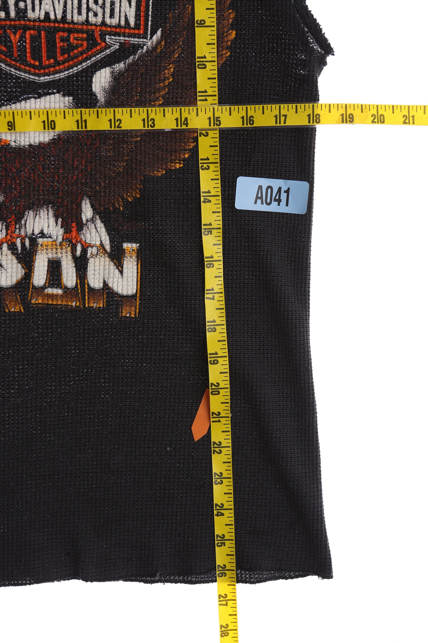 Vintage Harley Davidson Milwaukee Iron Graphic Sleeveless Black Thermal Shirt - Era 1970s - 1980s