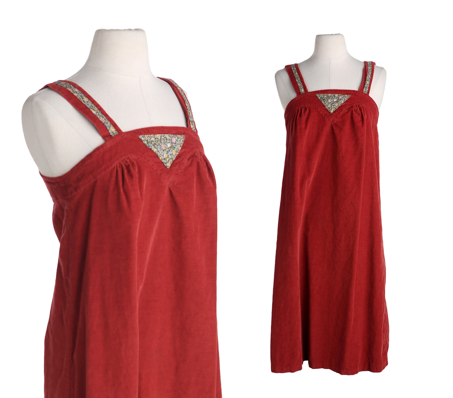1970's Red Corduroy Summer Strap Dress