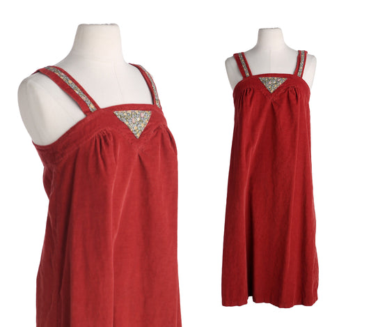 1970's Red Corduroy Summer Strap Dress