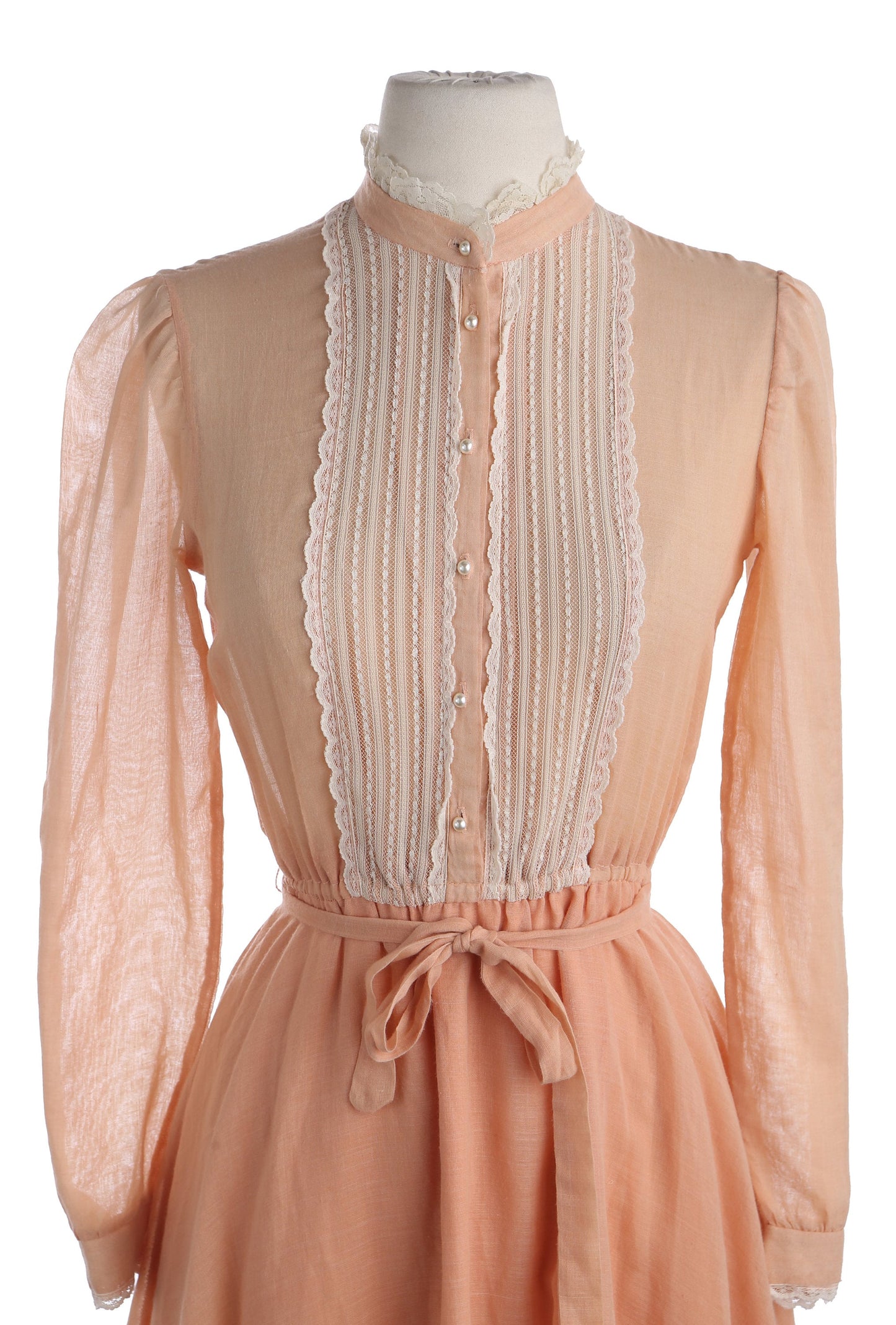 Vintage Women Orange Prairie Dress - Era 1970s - 1980s