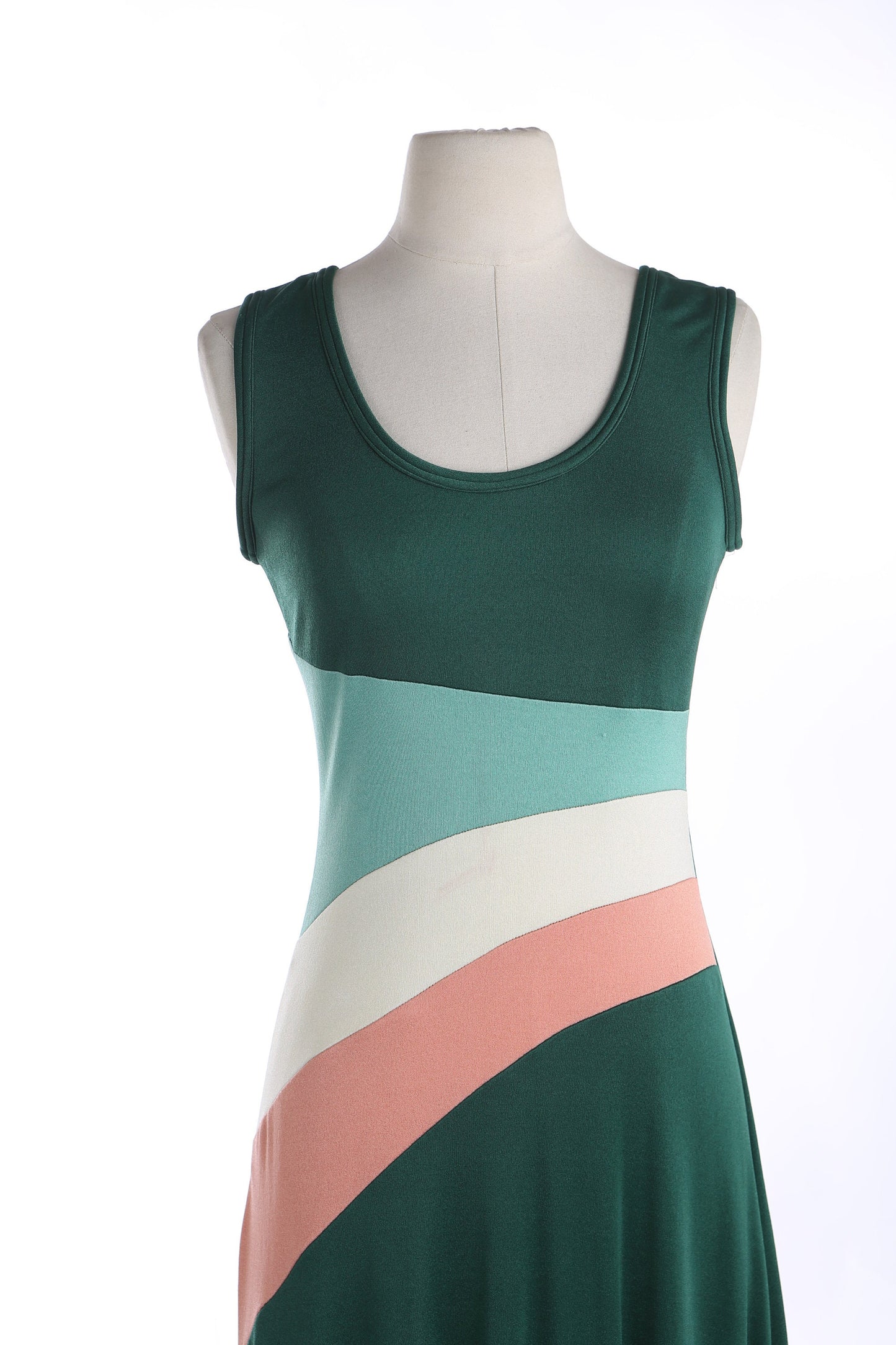 1970's Green Poly Casual Dress
