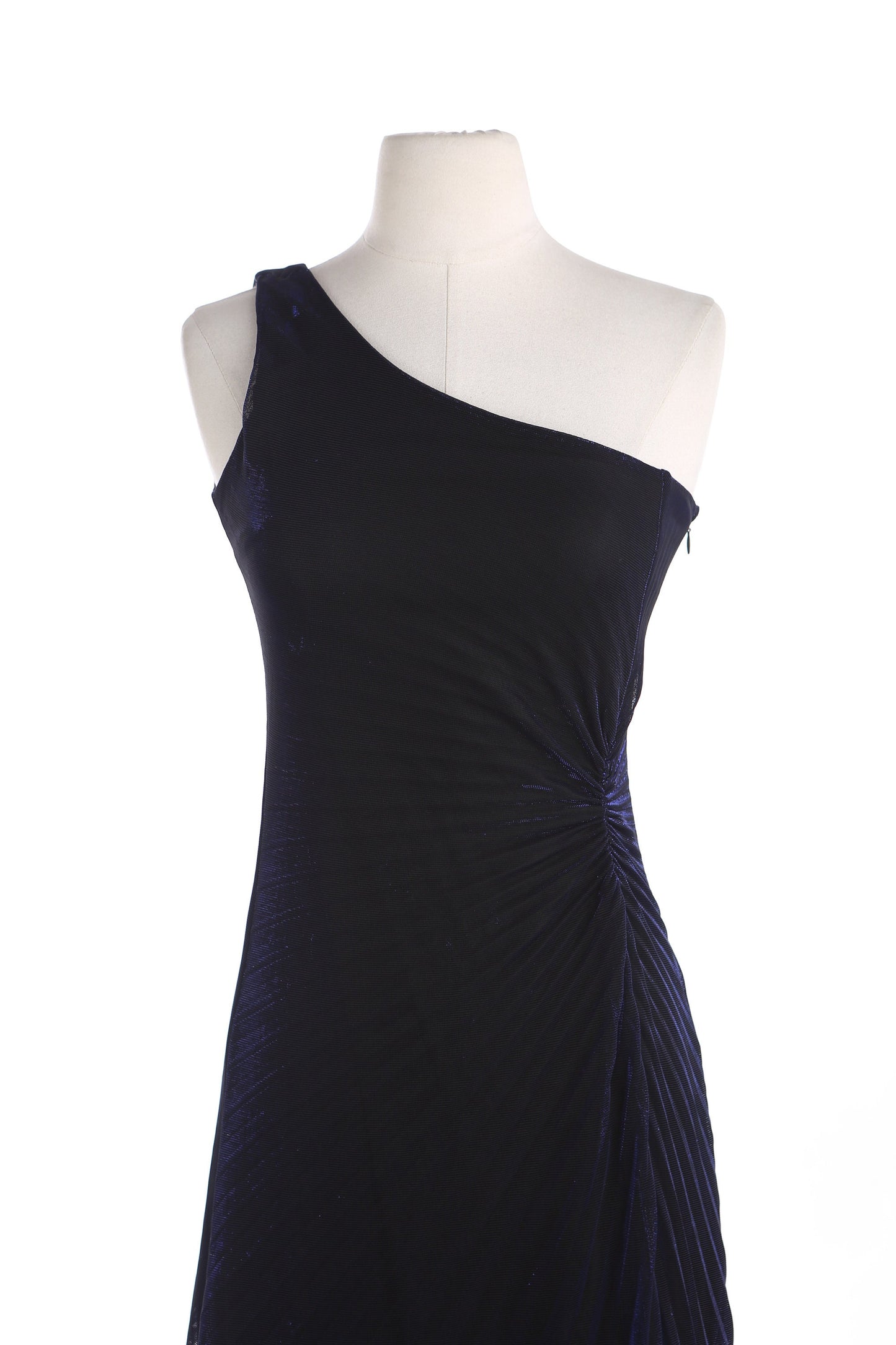 Y2K Evening Dress - Blue Metallic Fabric - Sleeveless - Made by Grace - Era 1990's - Y2K