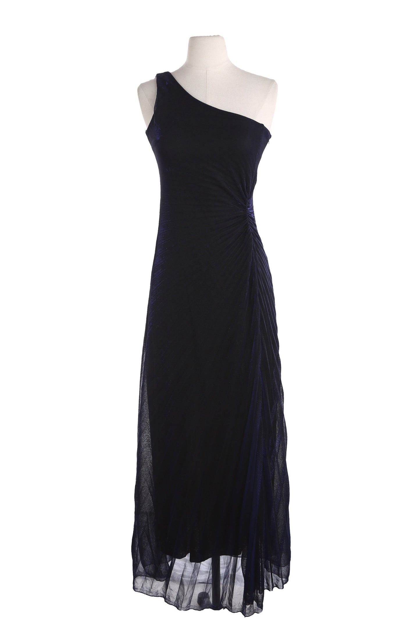 Y2K Evening Dress - Blue Metallic Fabric - Sleeveless - Made by Grace - Era 1990's - Y2K