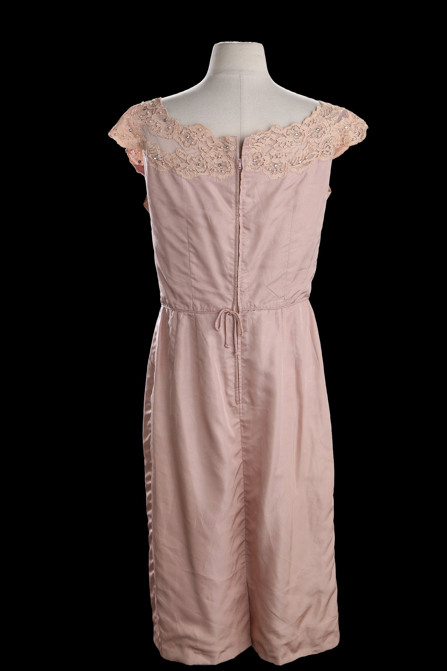 Vintage 1950's Evening Dress with Embroidered Floral Detail