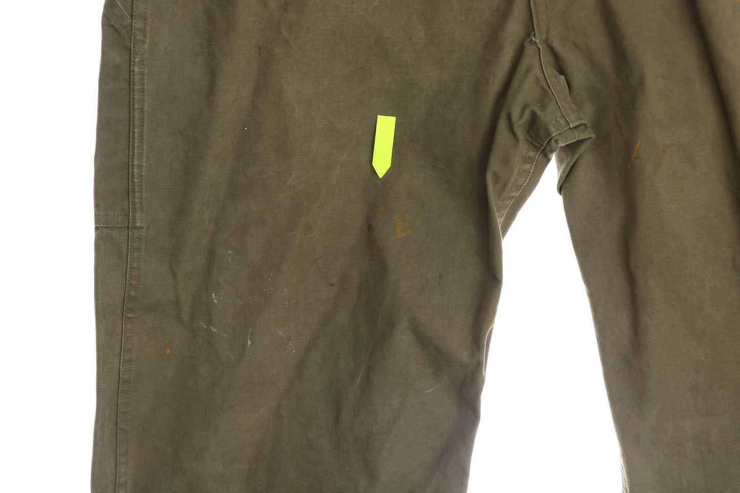 Vintage Military Green Canvas Coverall with Black Star Steel Buttons - Era 1940's - 1950' s