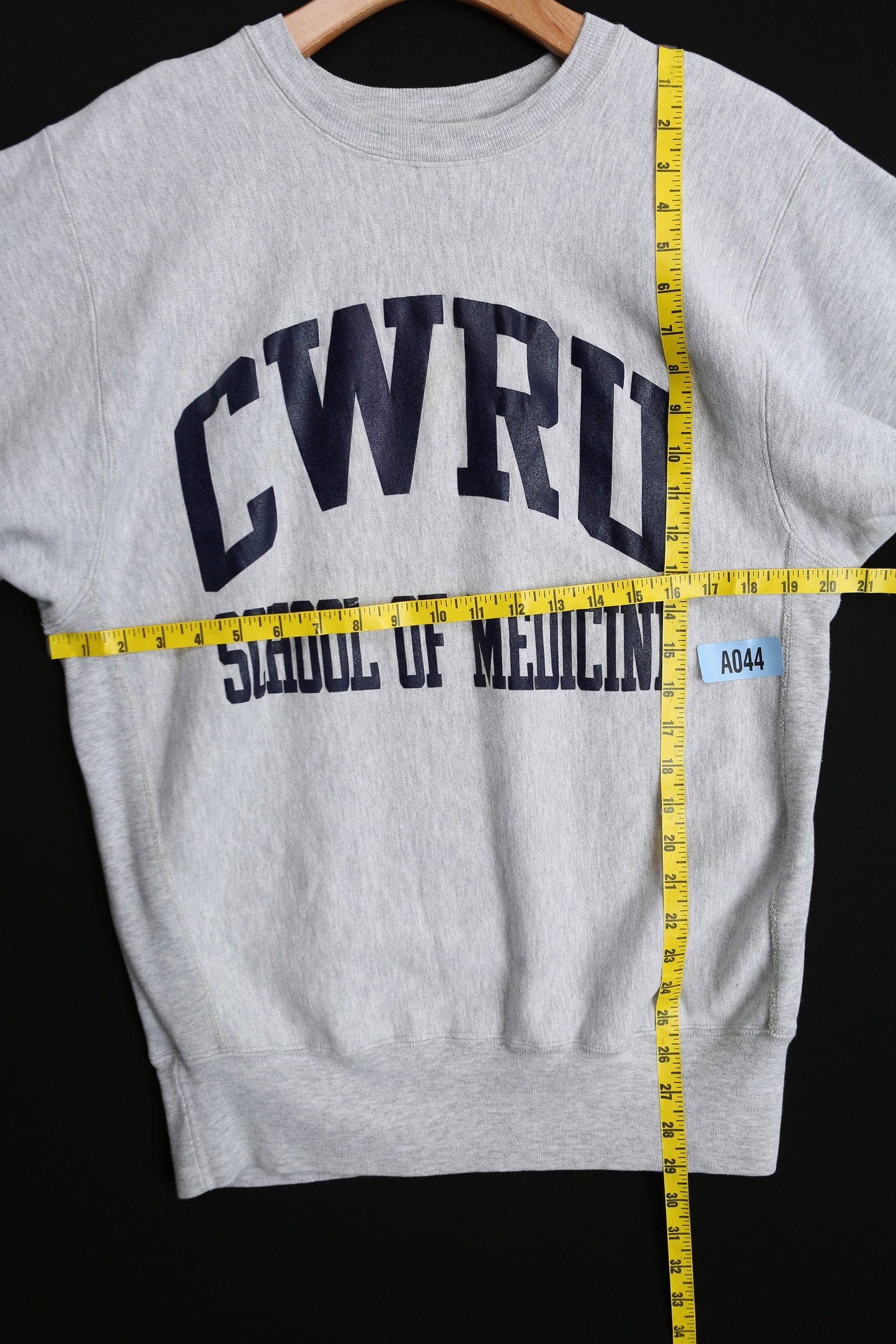 Vintage Champion Gray Crew Neck Sweatshirt with CWRU School of Medicine Blue Print