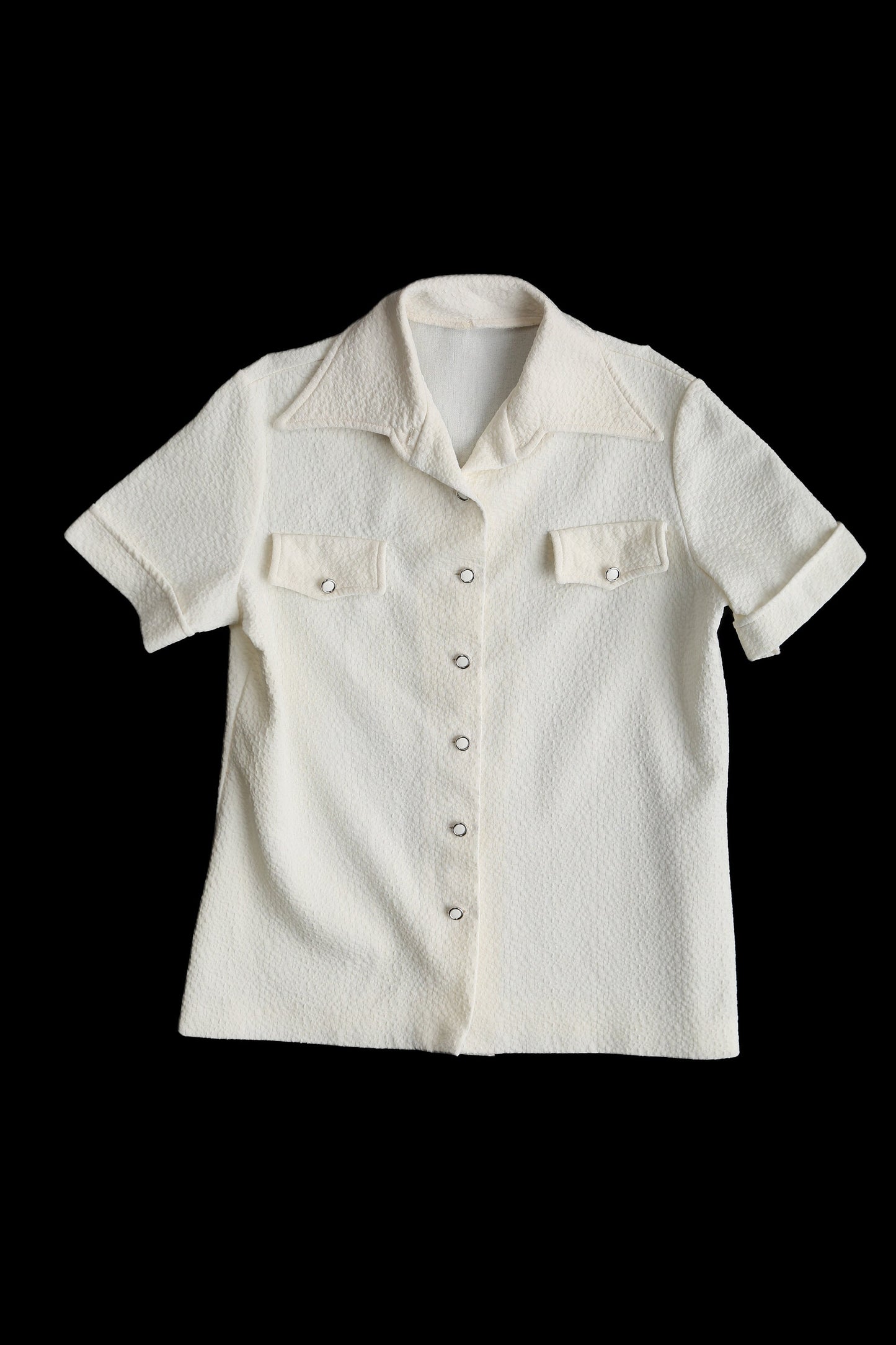 1970's White Women's Poly Suit - Top and Pants set