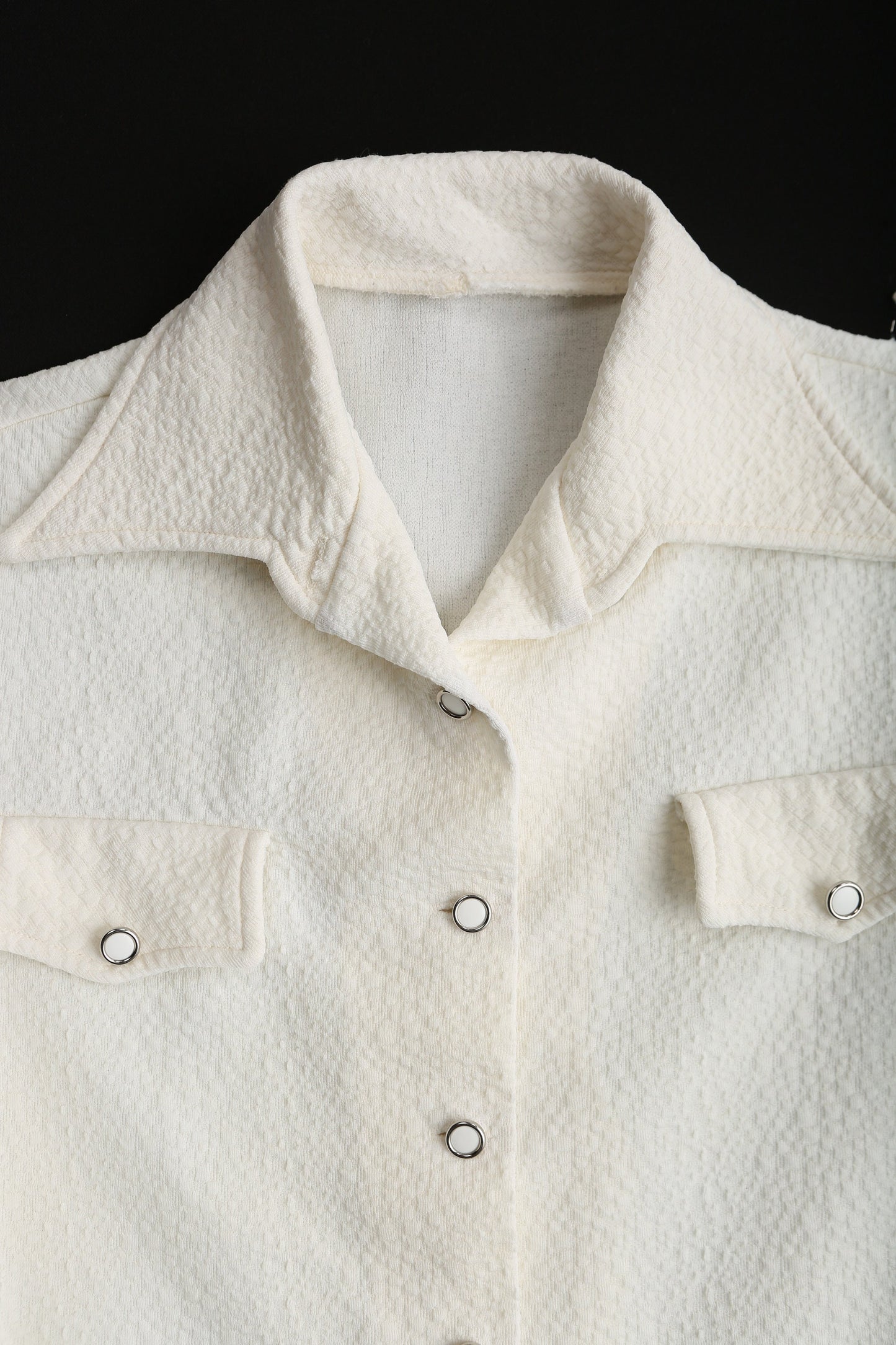 1970's White Women's Poly Suit - Top and Pants set