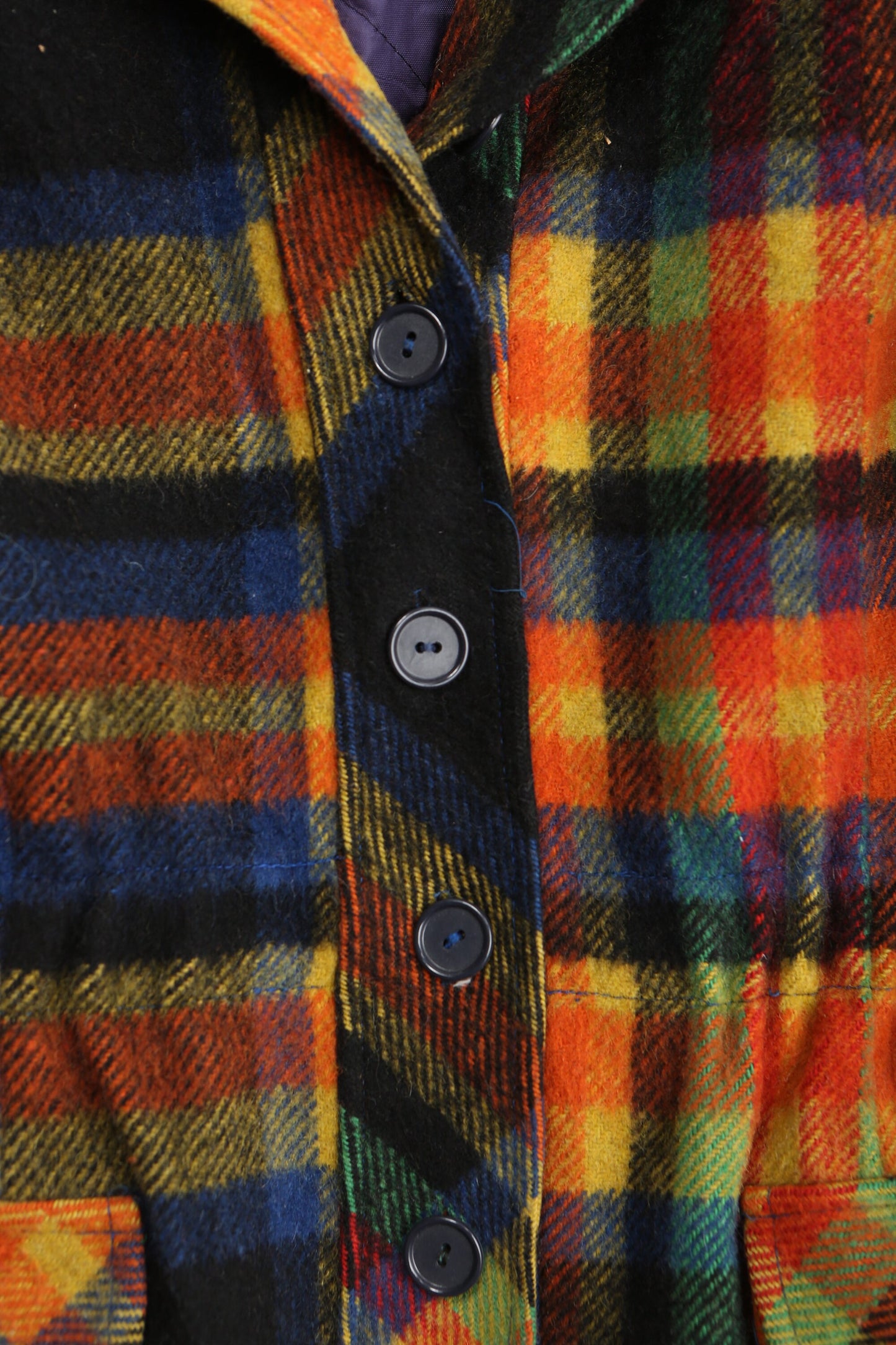 70s Women Plaid Blue Jacket