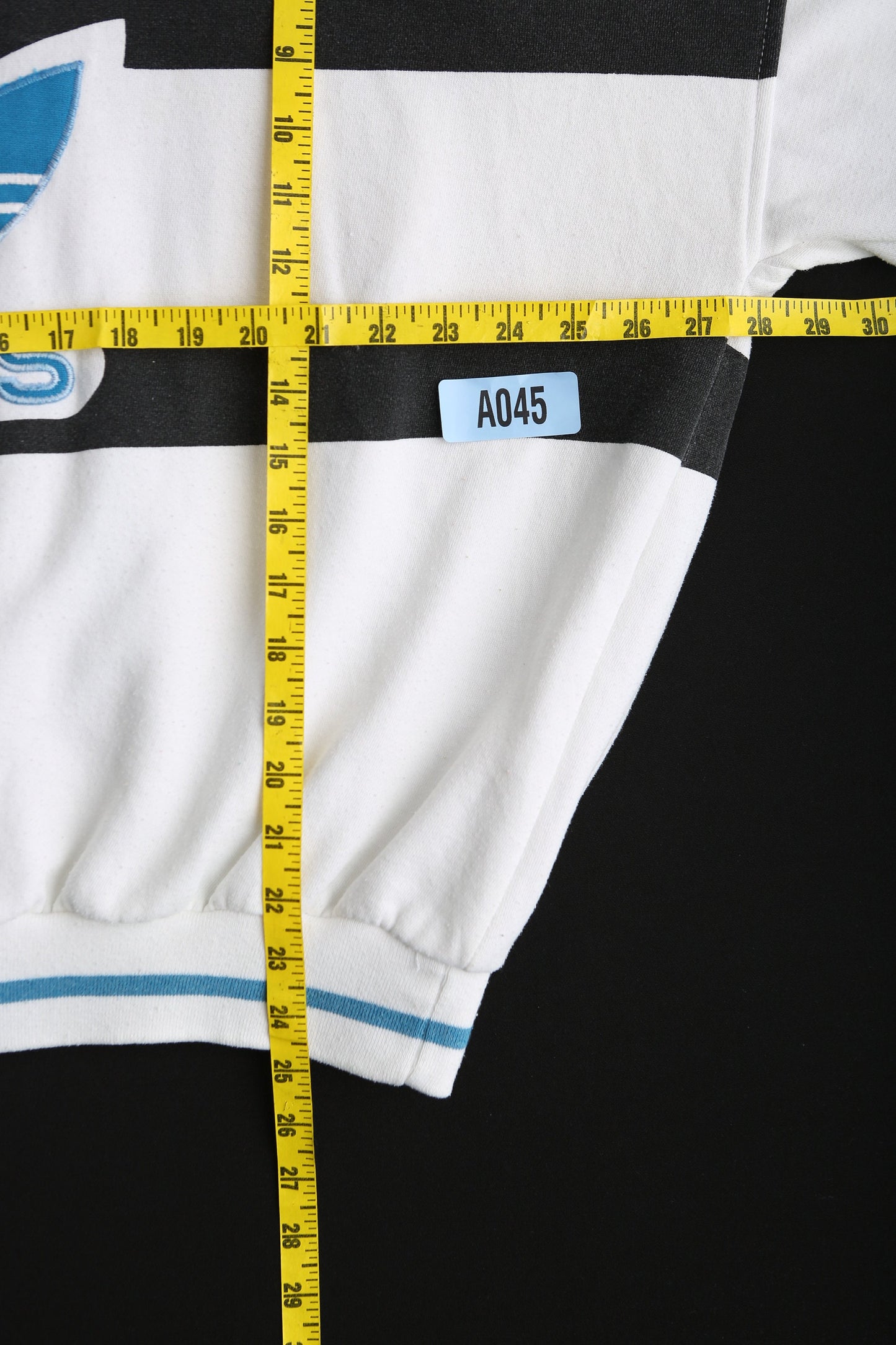 Vintage Adidas Oversized Crew Neck Striped White Sweatshirt