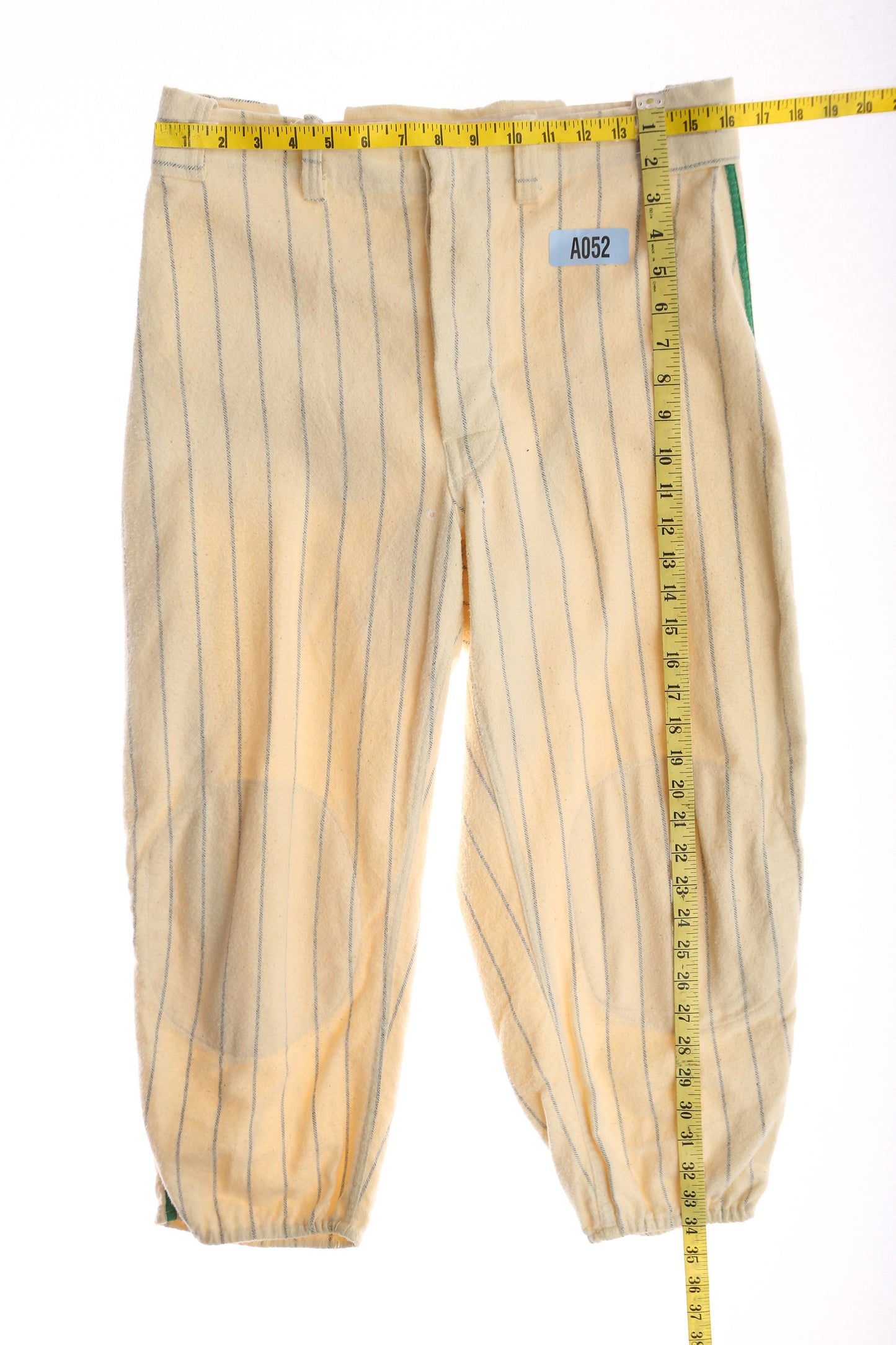 Vintage Baseball Pants / Green Striped / Beige / Era 1940's - 1950's