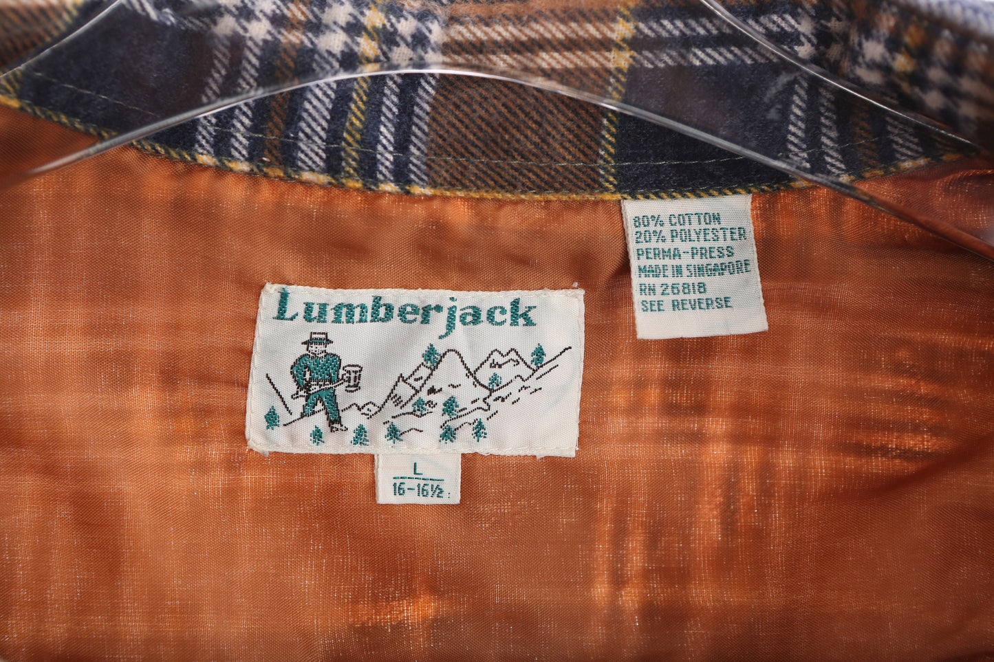 Vintage Men Flannel Brown Shirt / By Lumberjack / Era 1970's - 1980's