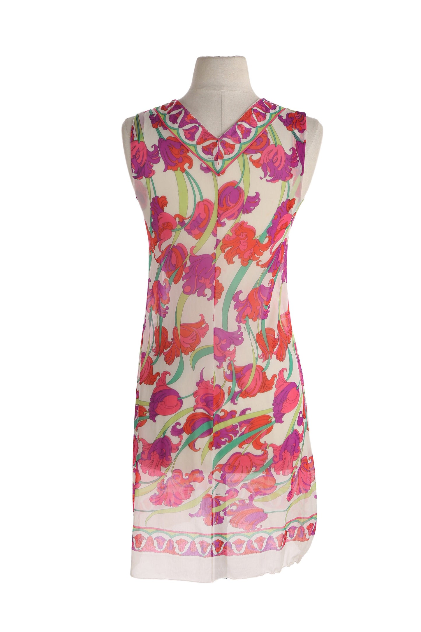 Vintage Emilion Pucci Floral Print Poly Summer Dress