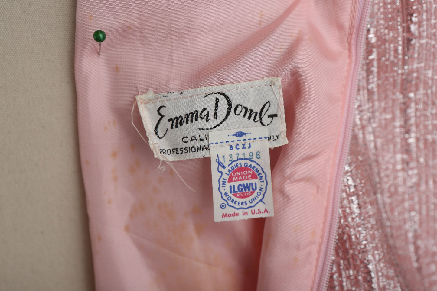 1970s Women Pink Metallic Party Dress by Emma Domb