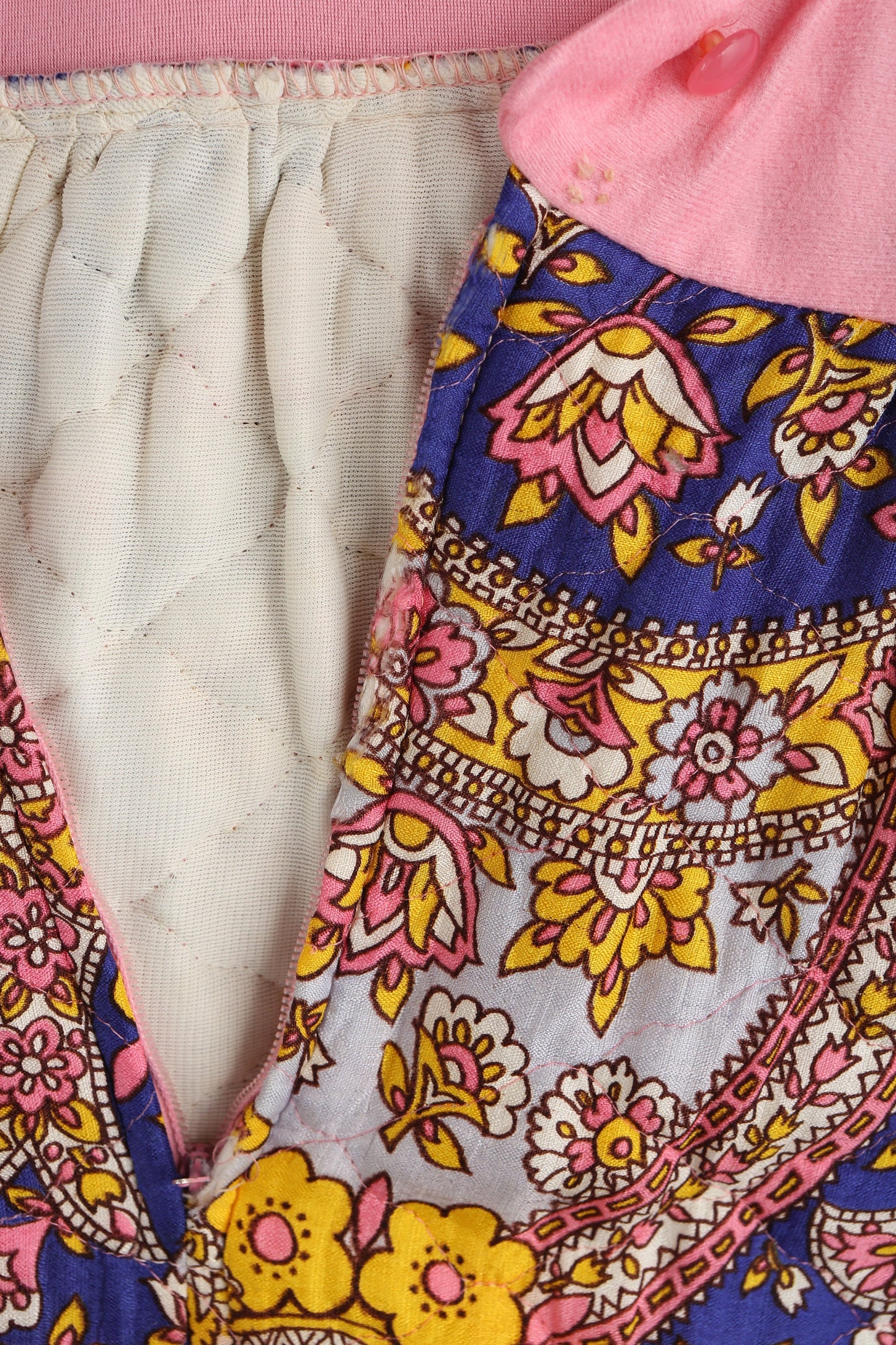 1970s Women Pink Floral Print Summer Dress