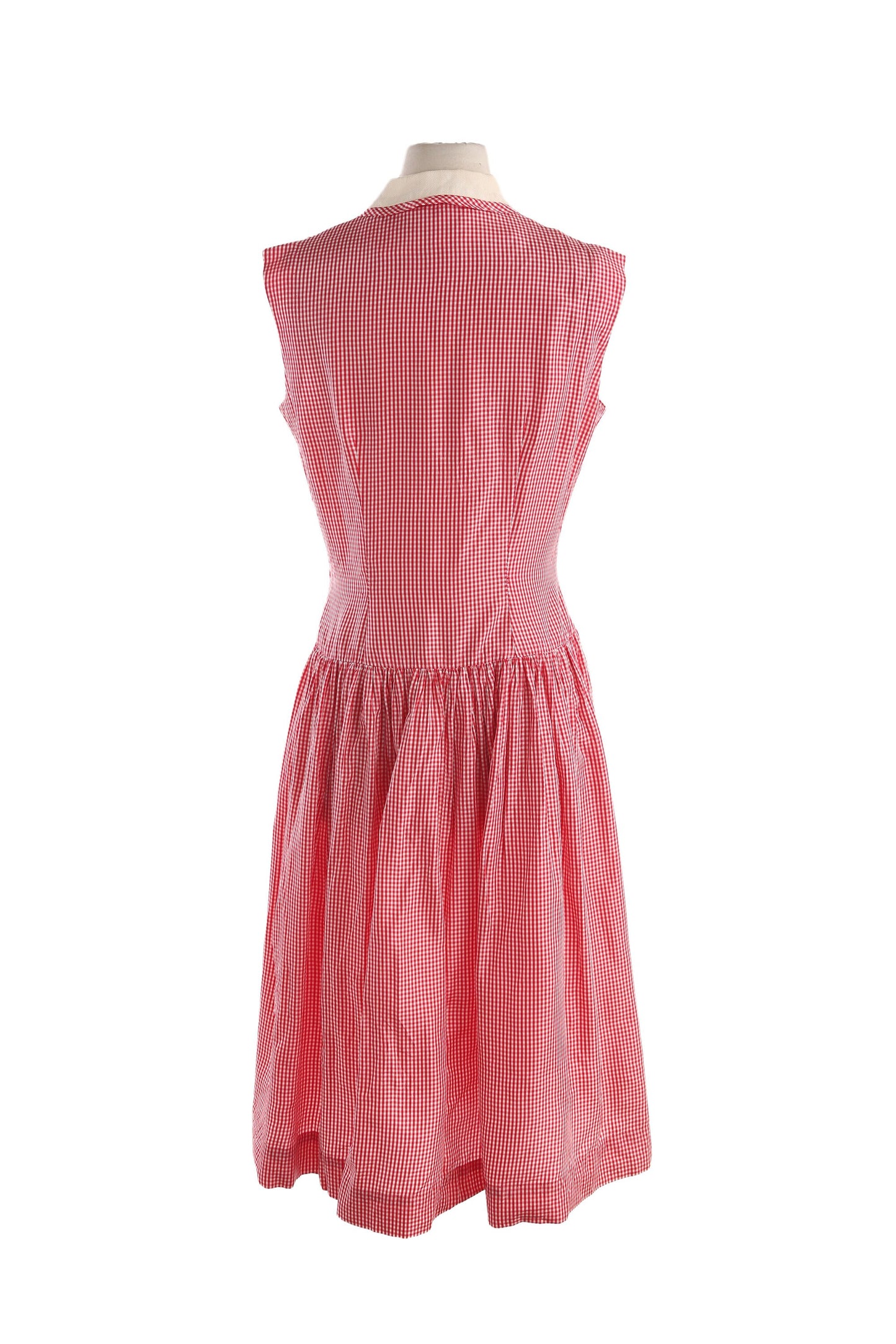 1950s Women Red Plaid Casual Dress
