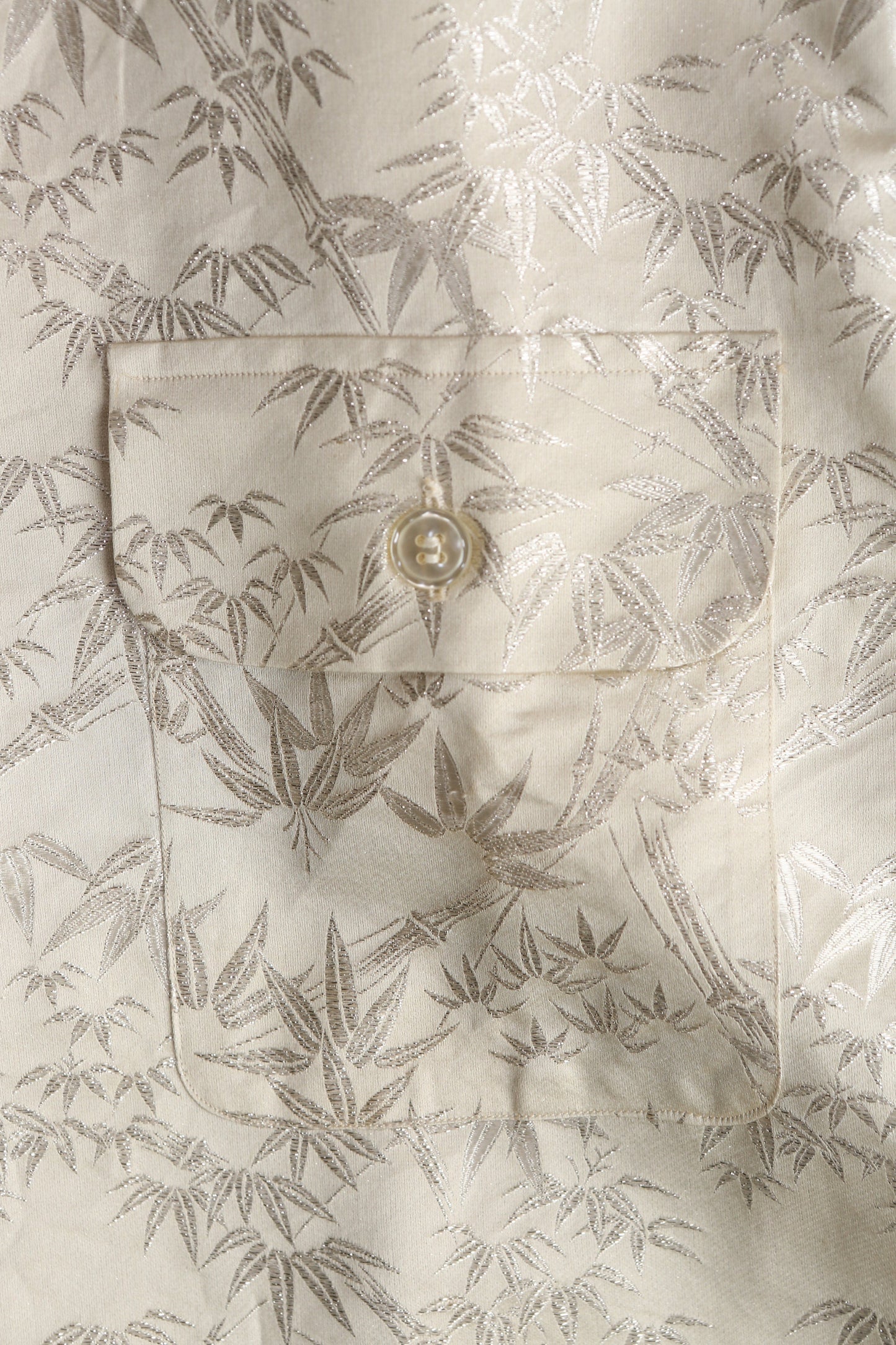 Vintage Costume Made Men's White Metallic Embroidered Shirt by Olympus Silk Store Japan