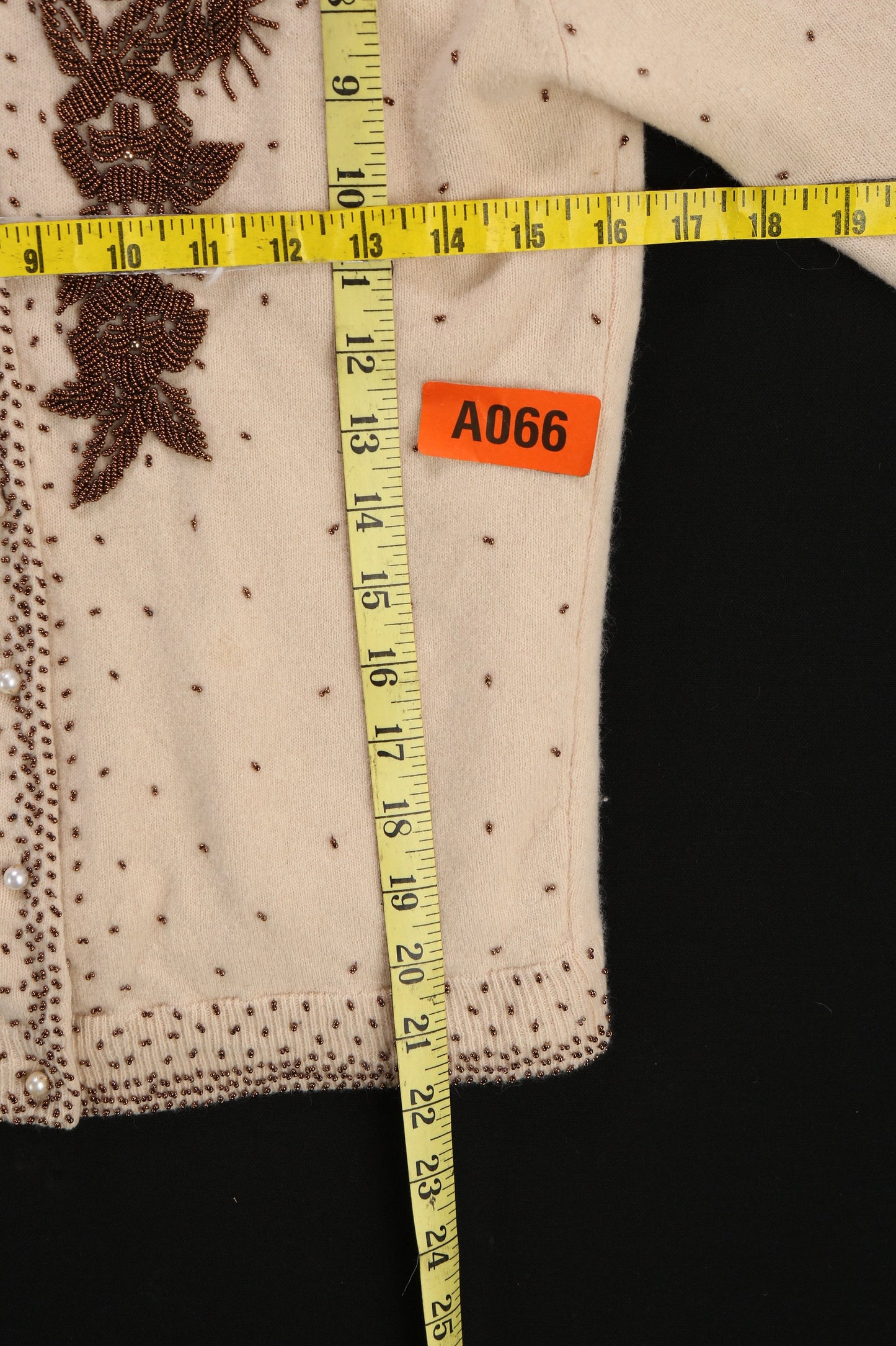 Vintage Women Brown Cardigan Beaded Sweater