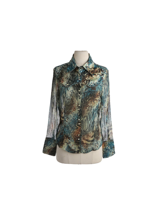Y2K Women's Snakeskin Print Western Top