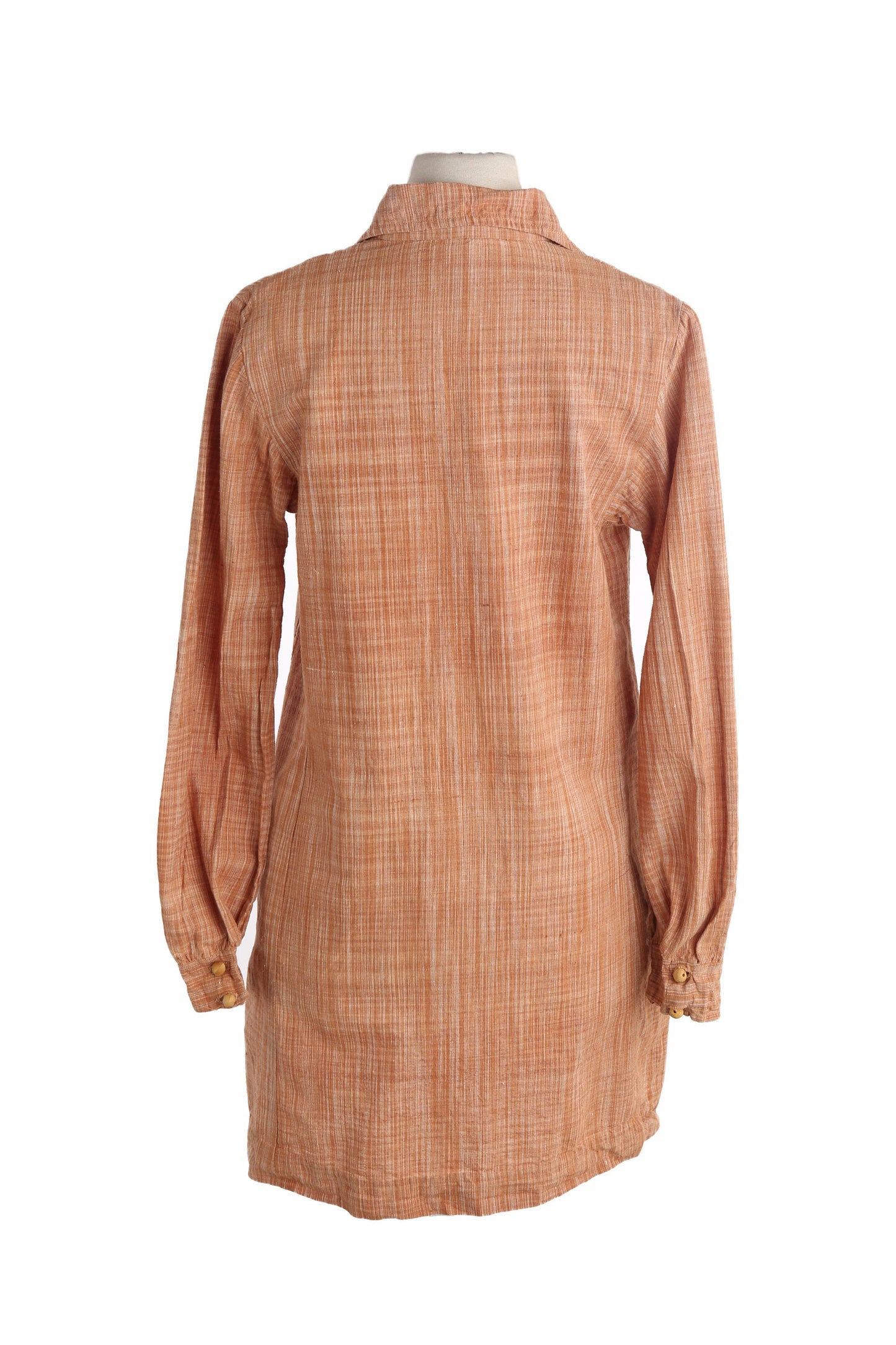 Vintage Women 70s Cotton Collared Dress / Made in India