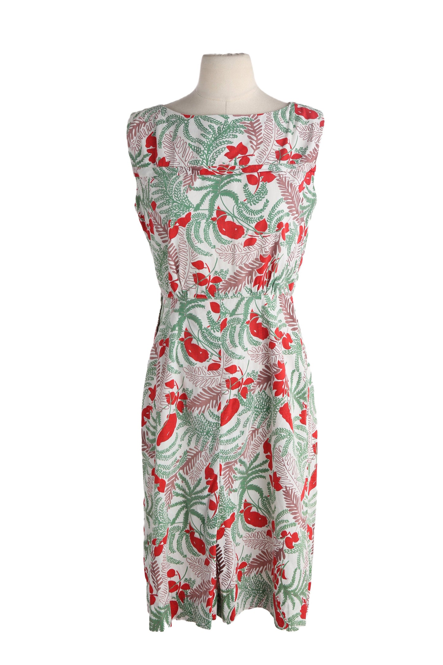 1950s Floral Print White Casual Sleeveless Dress