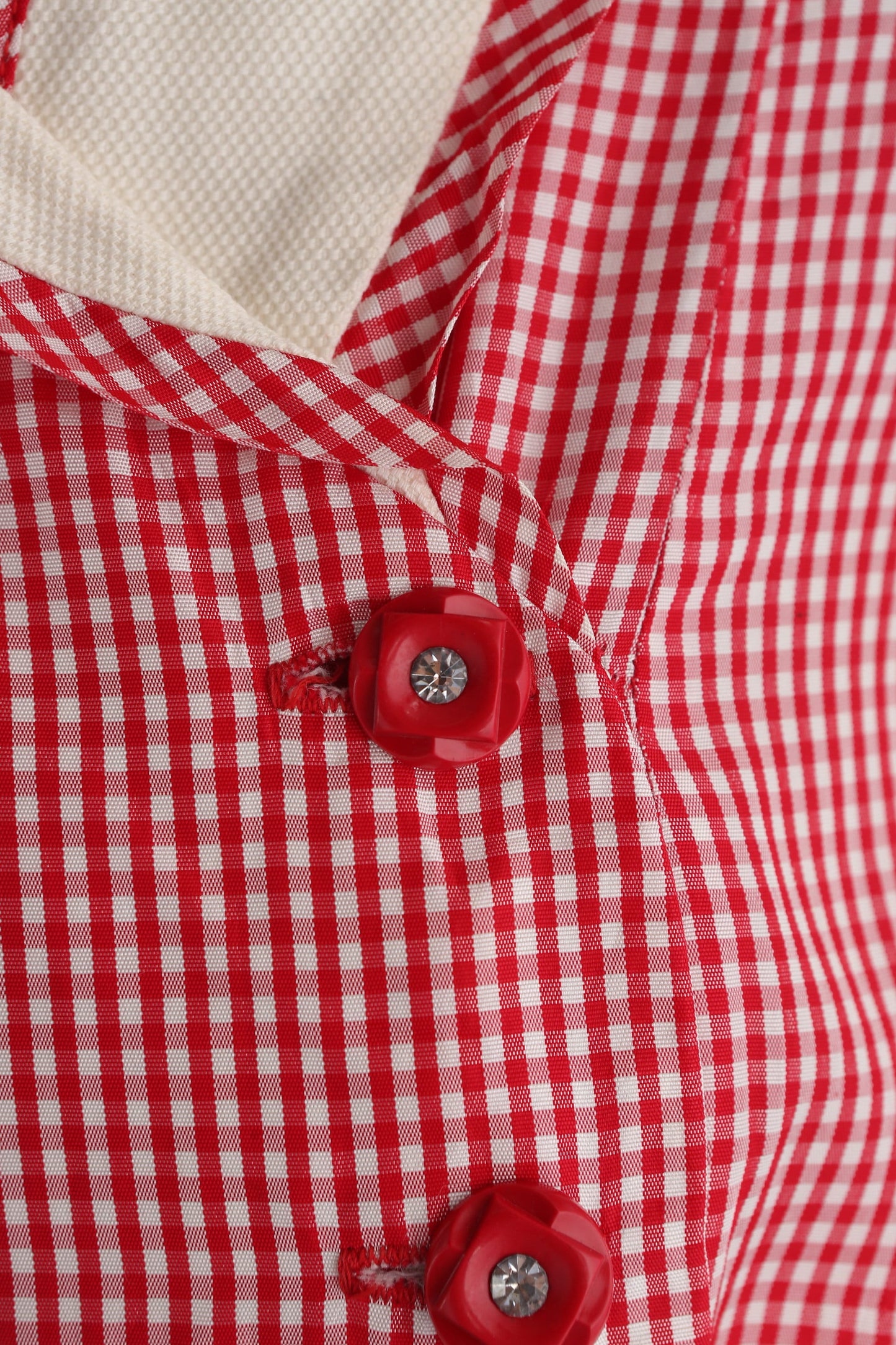 1950s Women Red Plaid Casual Dress