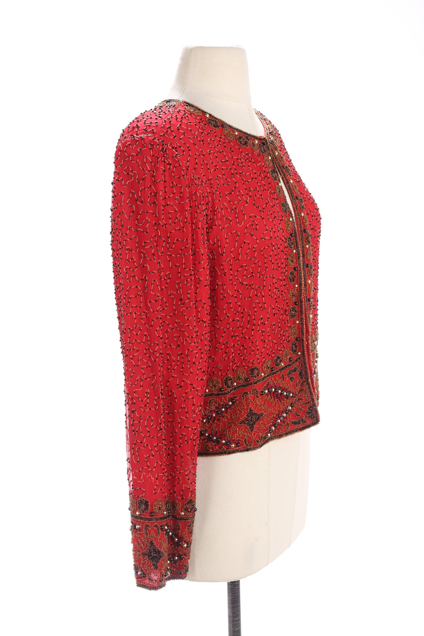 Vintage Women's Red Sequin Jacket by Laurence Kagar / Estimated Era 1980s - 1990s