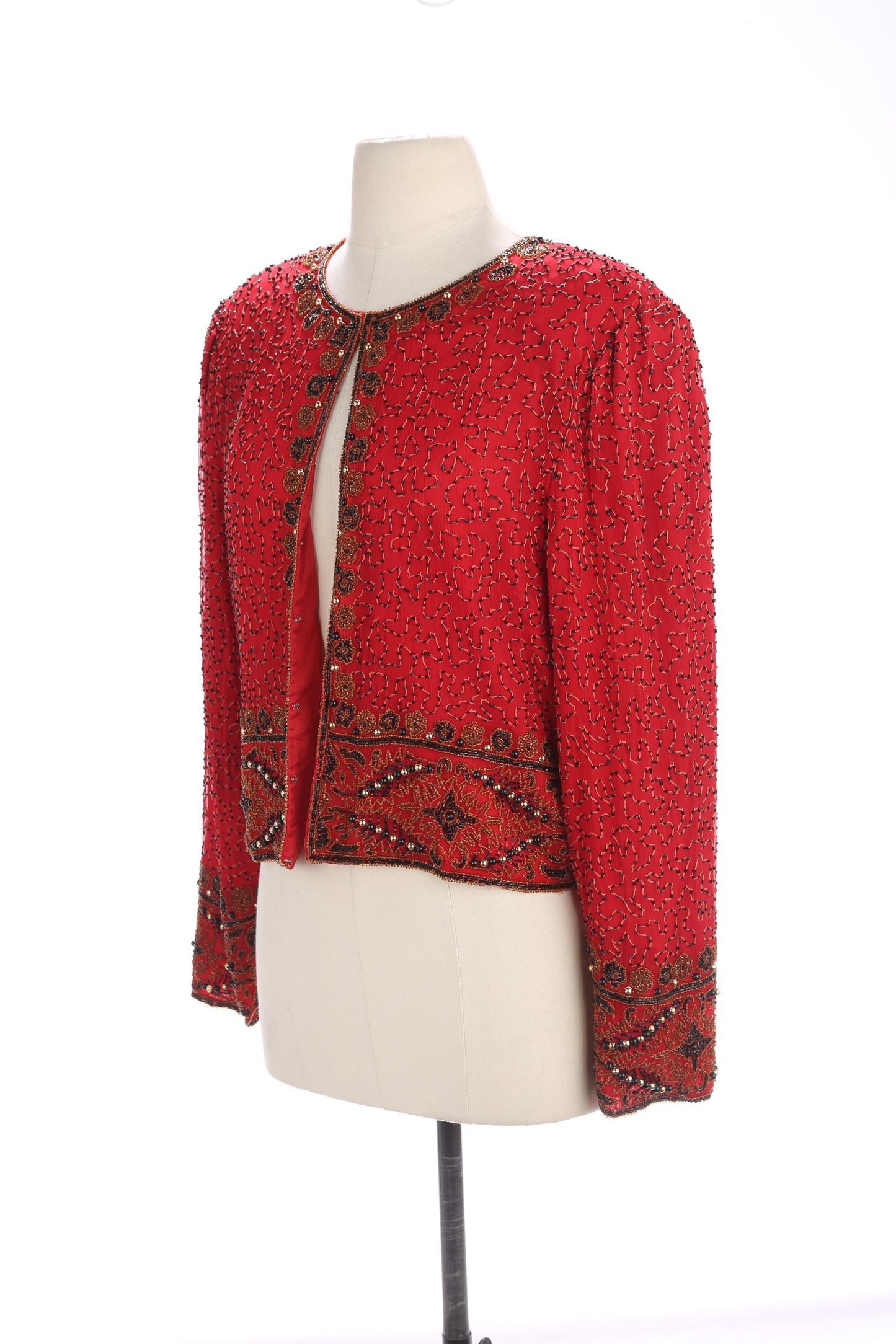 Vintage Women's Red Sequin Jacket by Laurence Kagar / Estimated Era 1980s - 1990s