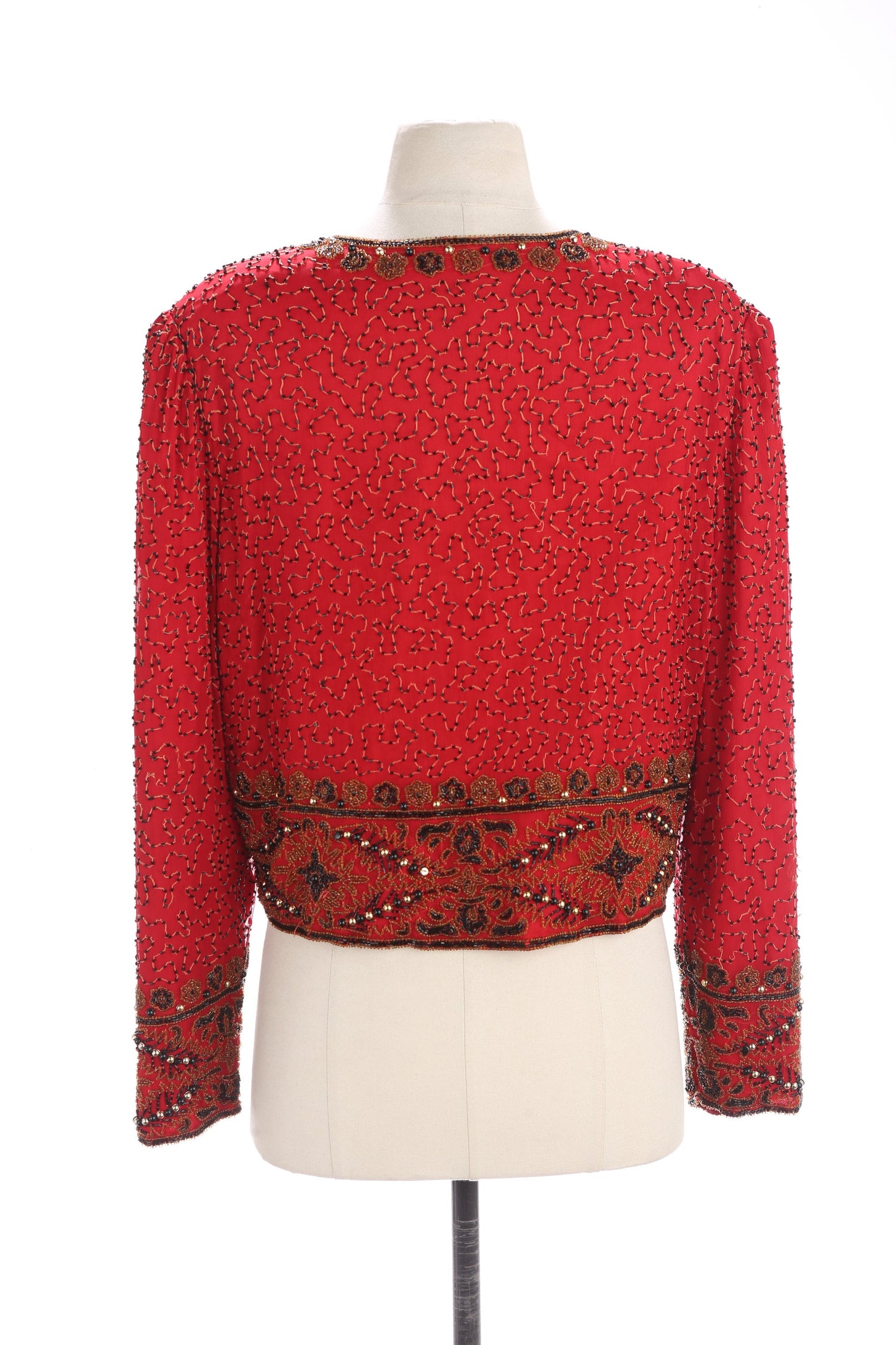 Vintage Women's Red Sequin Jacket by Laurence Kagar / Estimated Era 1980s - 1990s