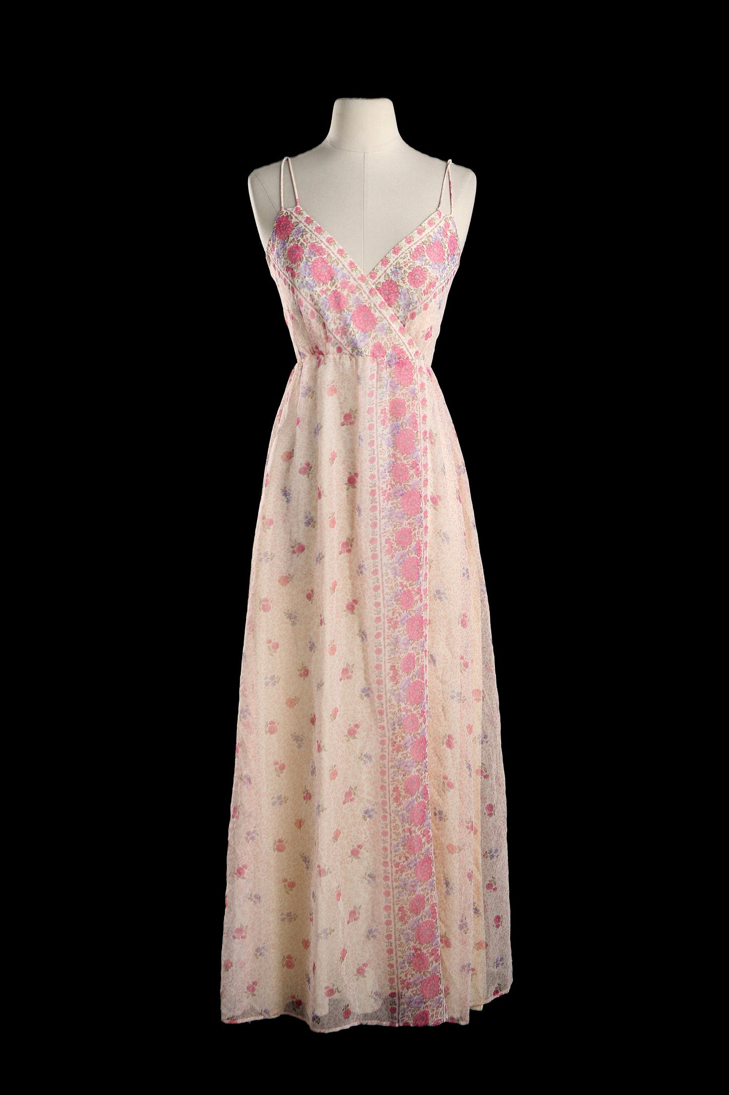 Vintage Women's Floral Print Long Summer Dress / Era: 70s - 80s