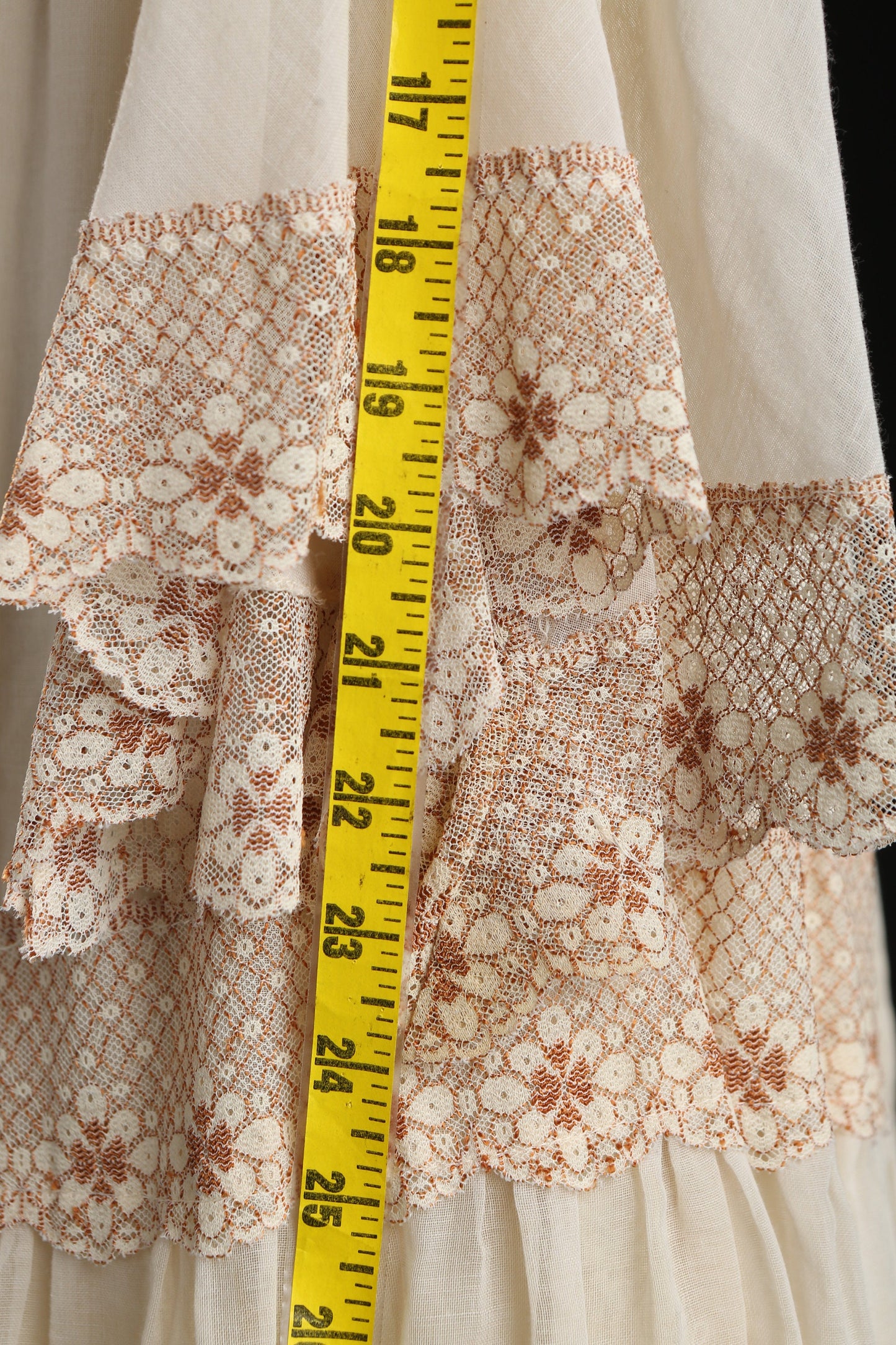 Vintage Women's Beige Long Summer Prairie Dress / Era: 70s - 80s