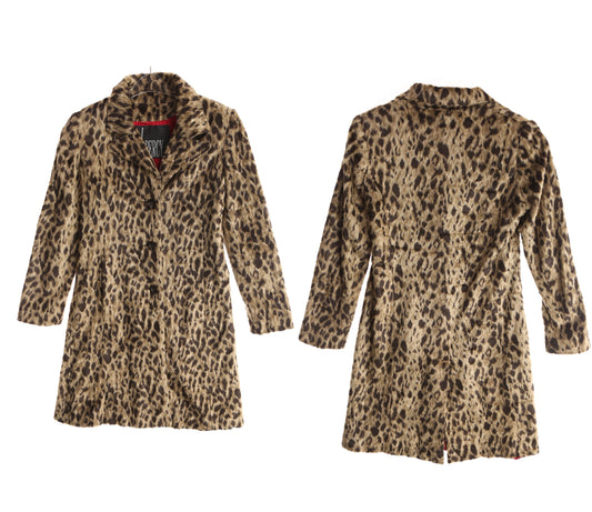 Y2K Leopard Print Faux Fur Coat