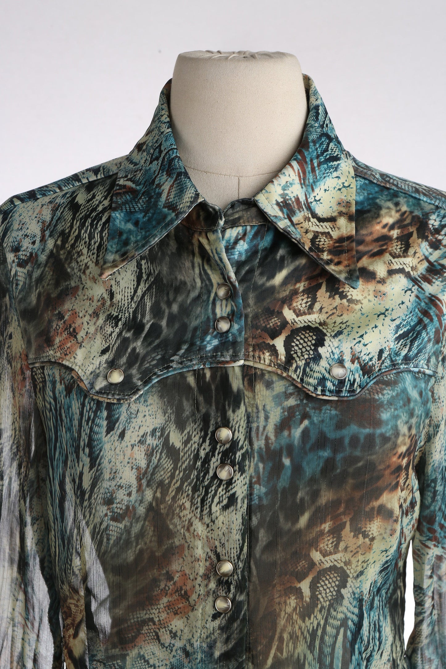 Y2K Women's Snakeskin Print Western Top